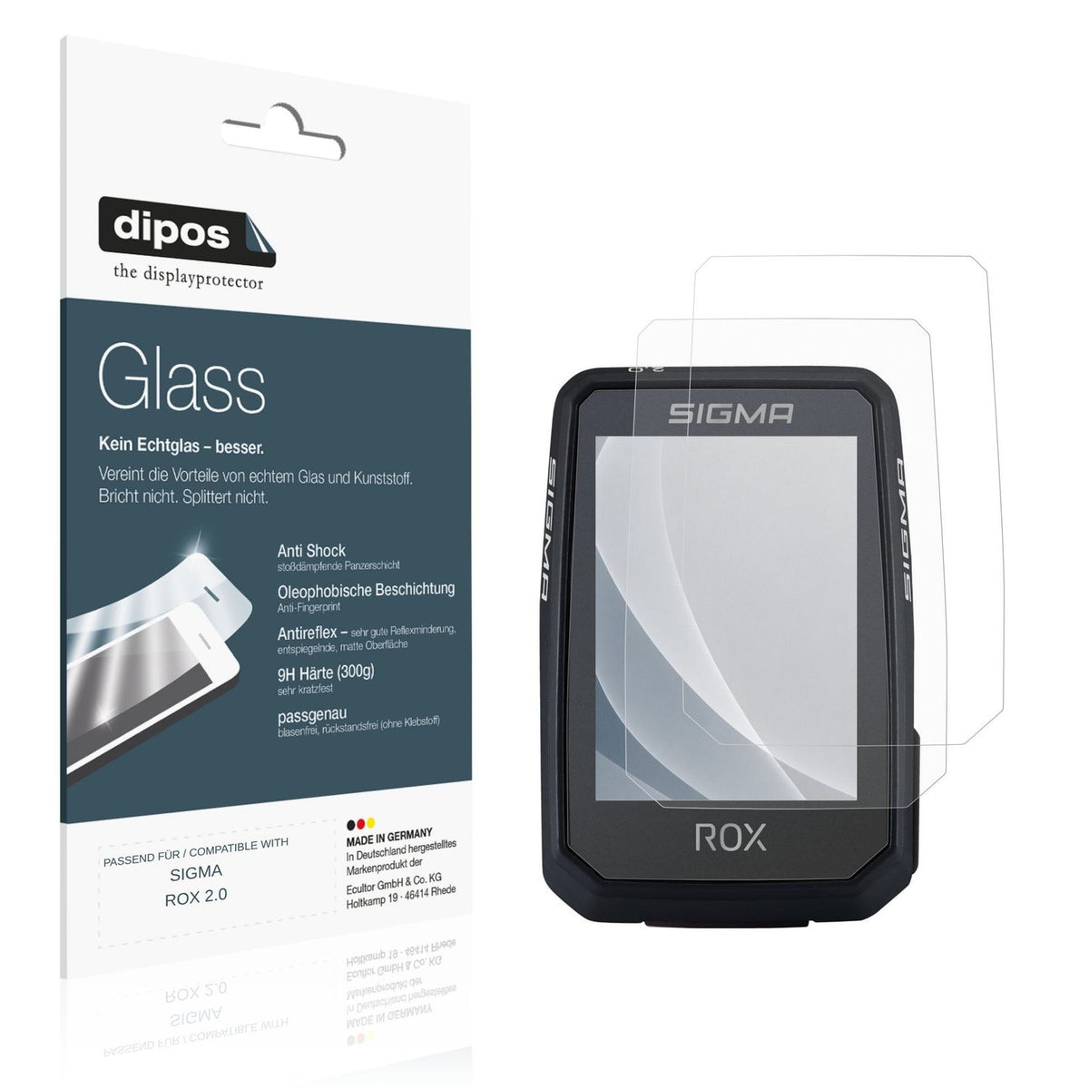 Matte Displayschutzfolie von dipos passend für SIGMA ROX 2.0, 9H kratzfest und blasenfrei montiert