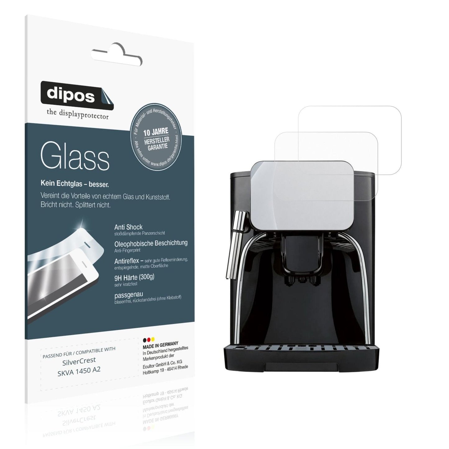 Matte Displayschutzfolie von dipos passend für SilverCrest SKVA 1450 A2, 9H kratzfest und blasenfrei montiert