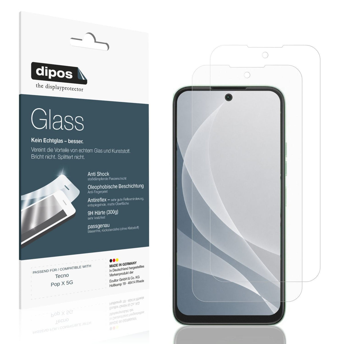 Matte Displayschutzfolie von dipos passend für Tecno Pop X 5G, 9H kratzfest und blasenfrei montiert