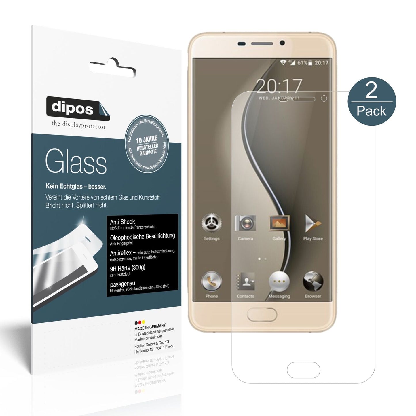 Matte Displayschutzfolie von dipos passend für Ulefone Gemini, 9H kratzfest und blasenfrei montiert