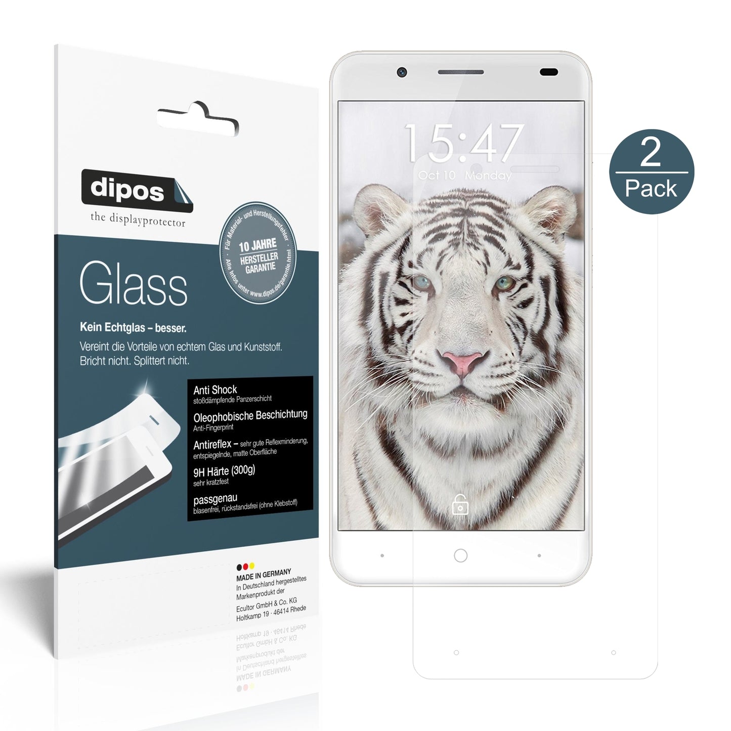 Matte Displayschutzfolie von dipos passend für Ulefone Tiger, 9H kratzfest und blasenfrei montiert