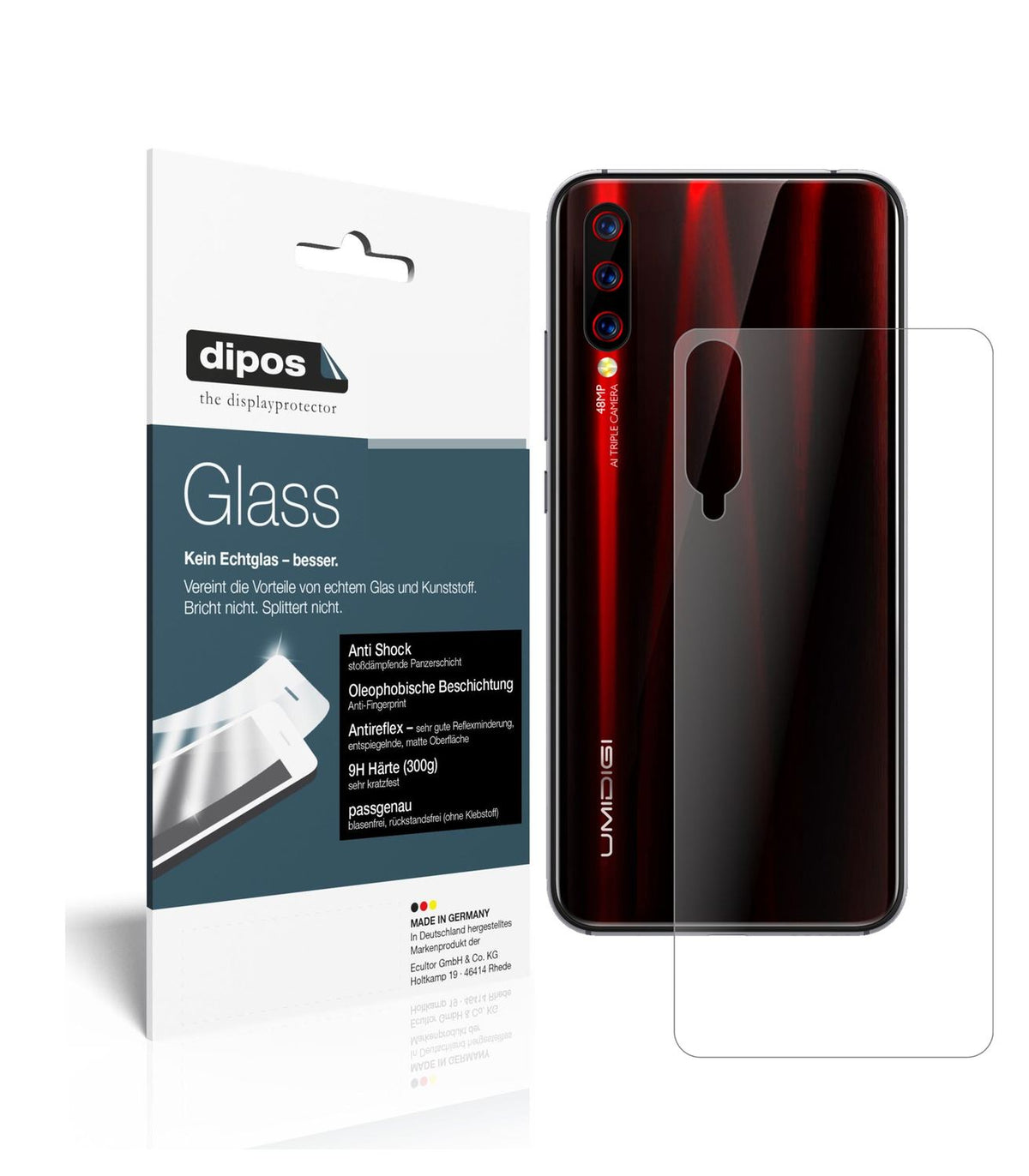 Matte Displayschutzfolie von dipos passend für Ulefone X Rückseite, 9H kratzfest und blasenfrei montiert