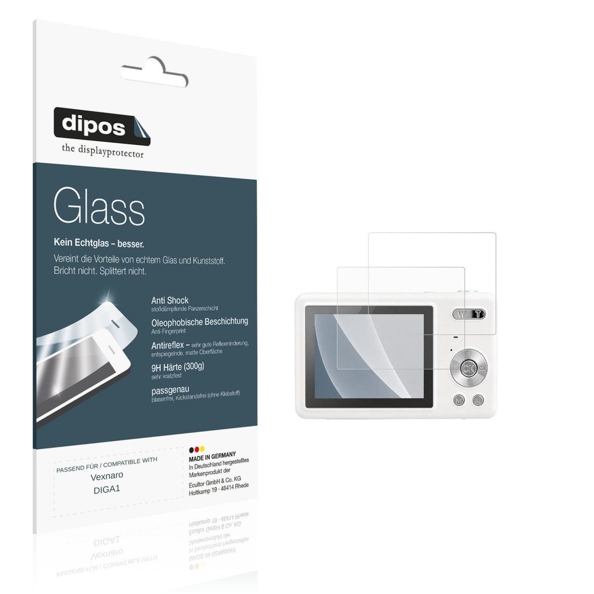 Matte Displayschutzfolie von dipos passend für Vexnaro DIGA1, 9H kratzfest und blasenfrei montiert