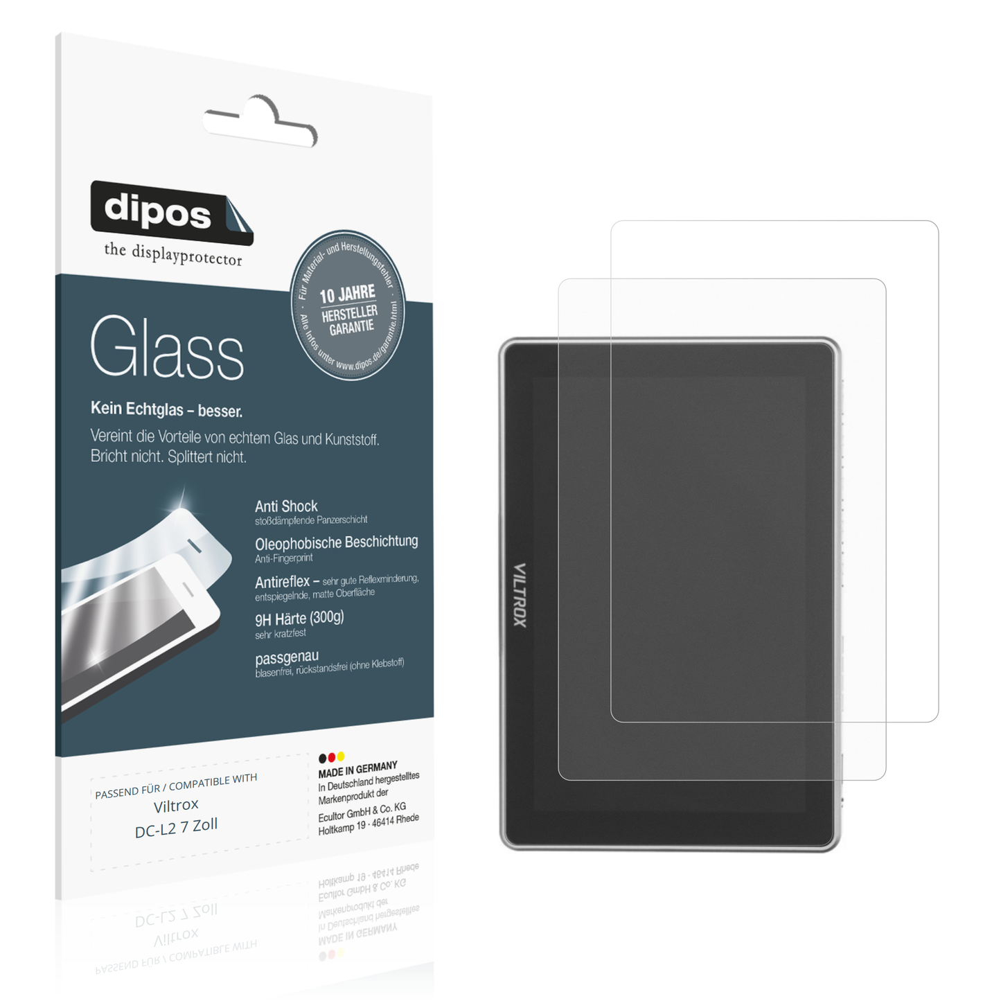 Matte Displayschutzfolie von dipos passend für Viltrox DC-L2 7 Zoll, 9H kratzfest und blasenfrei montiert