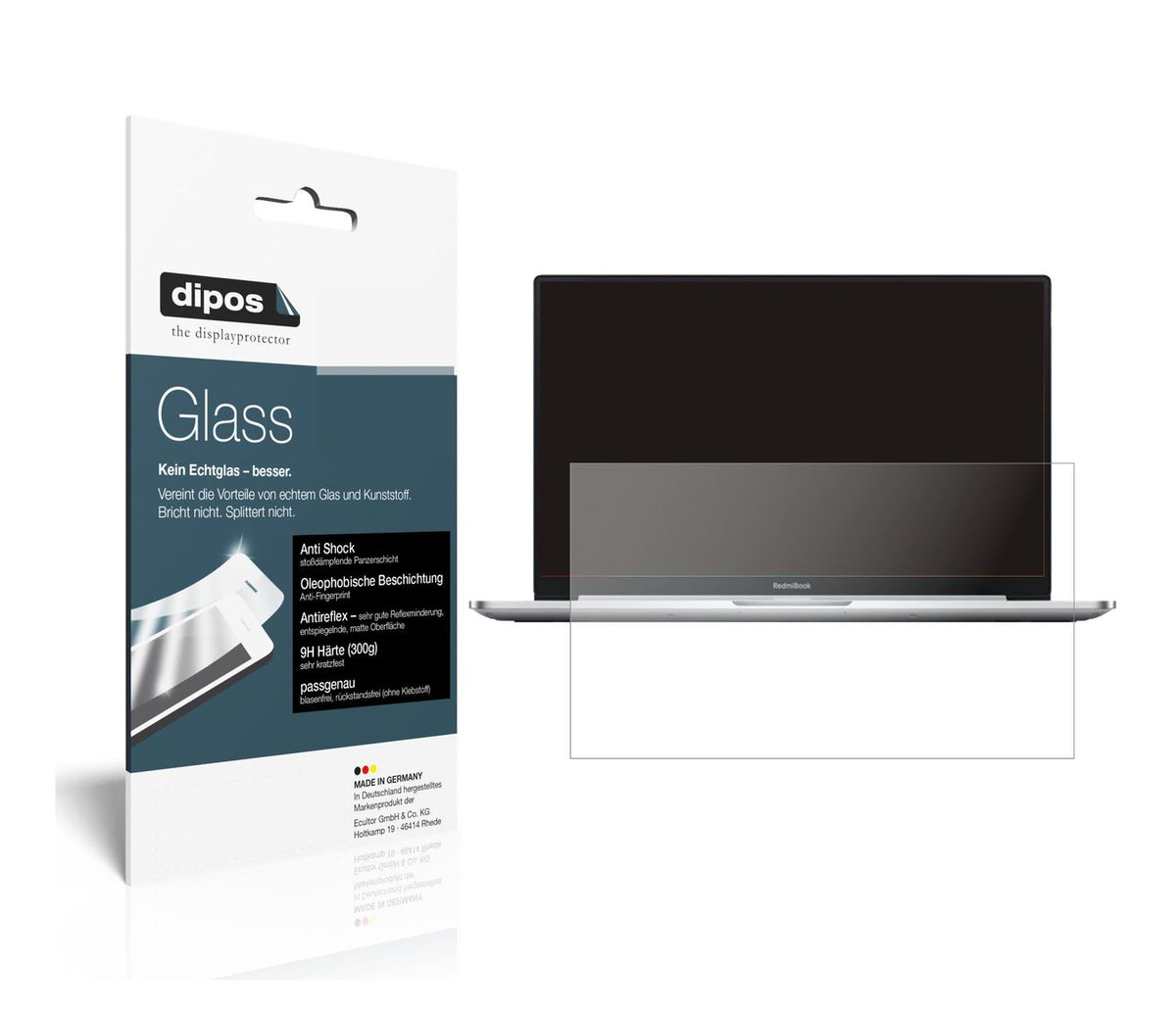Matte Displayschutzfolie von dipos passend für Xiaomi RedmiBook 14 II, 9H kratzfest und blasenfrei montiert