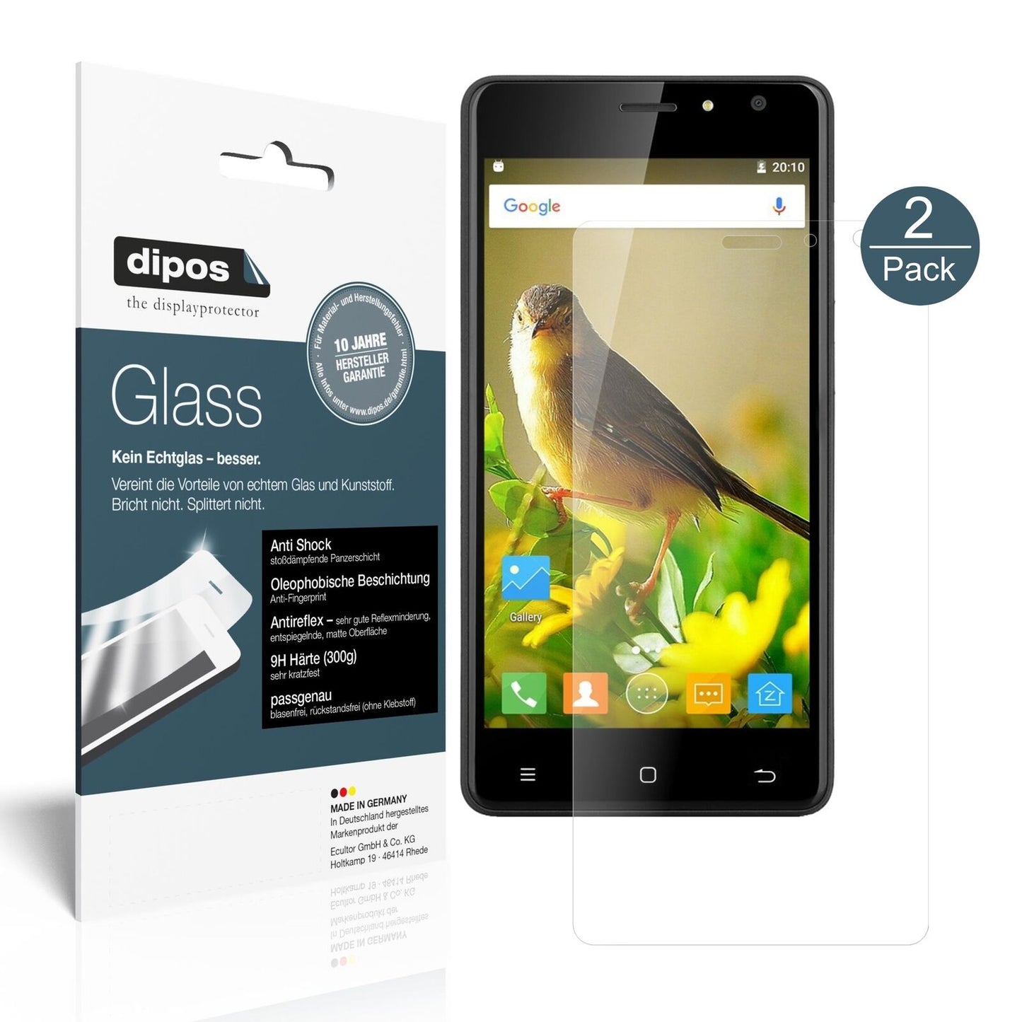 Matte Displayschutzfolie von dipos passend für ZOPO C2, 9H kratzfest und blasenfrei montiert