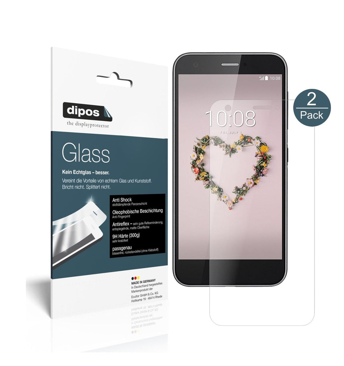 Matte Displayschutzfolie von dipos passend für ZTE Blade A512, 9H kratzfest und blasenfrei montiert