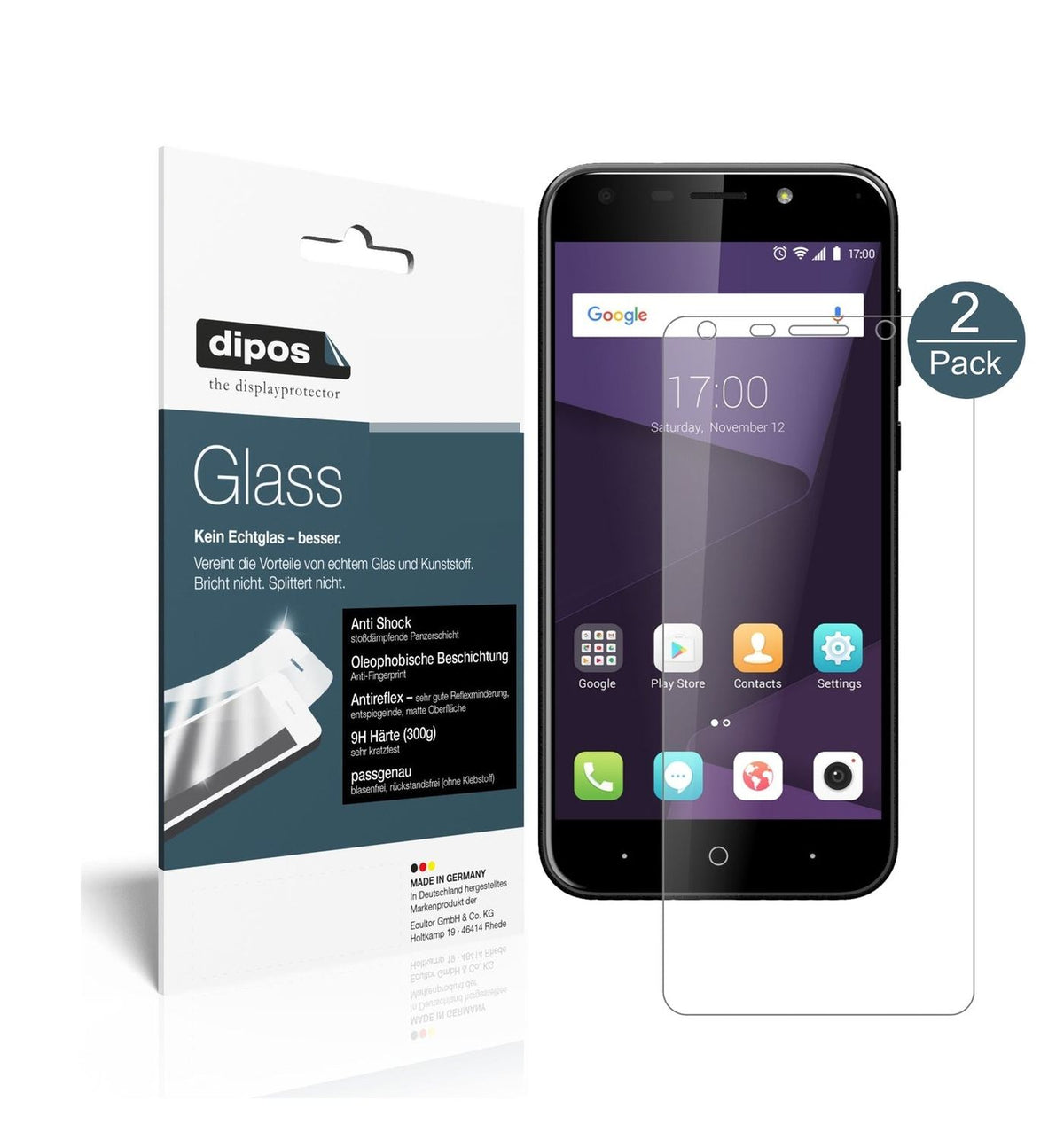 Matte Displayschutzfolie von dipos passend für ZTE Blade A6, 9H kratzfest und blasenfrei montiert