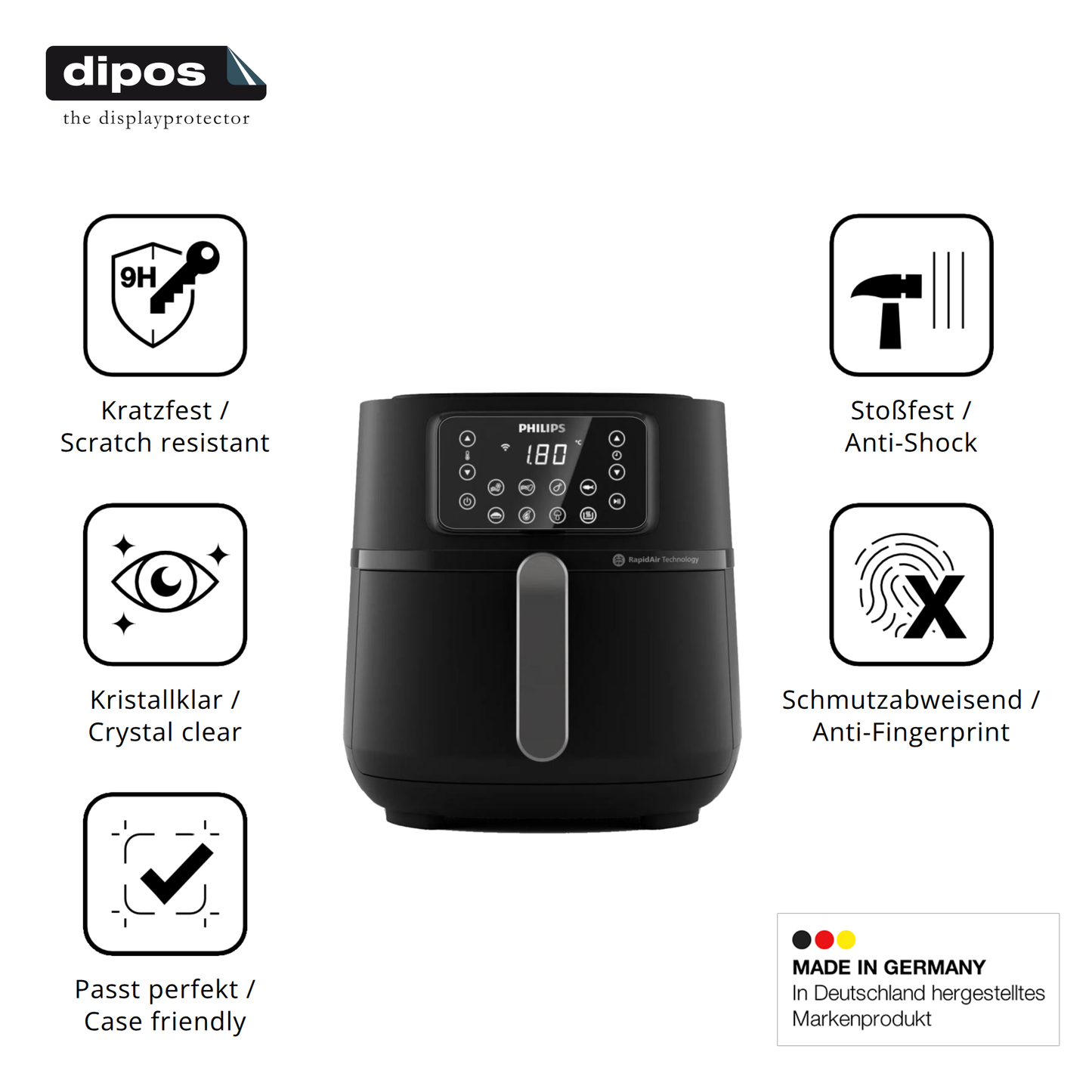 Displayschutz hergestellt in Deutschland, höchste Qualität made in Germany