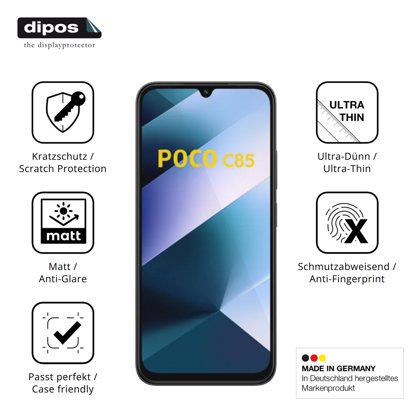 4x Schutzfolie matt für Poco C85 Display-Schutzfolie