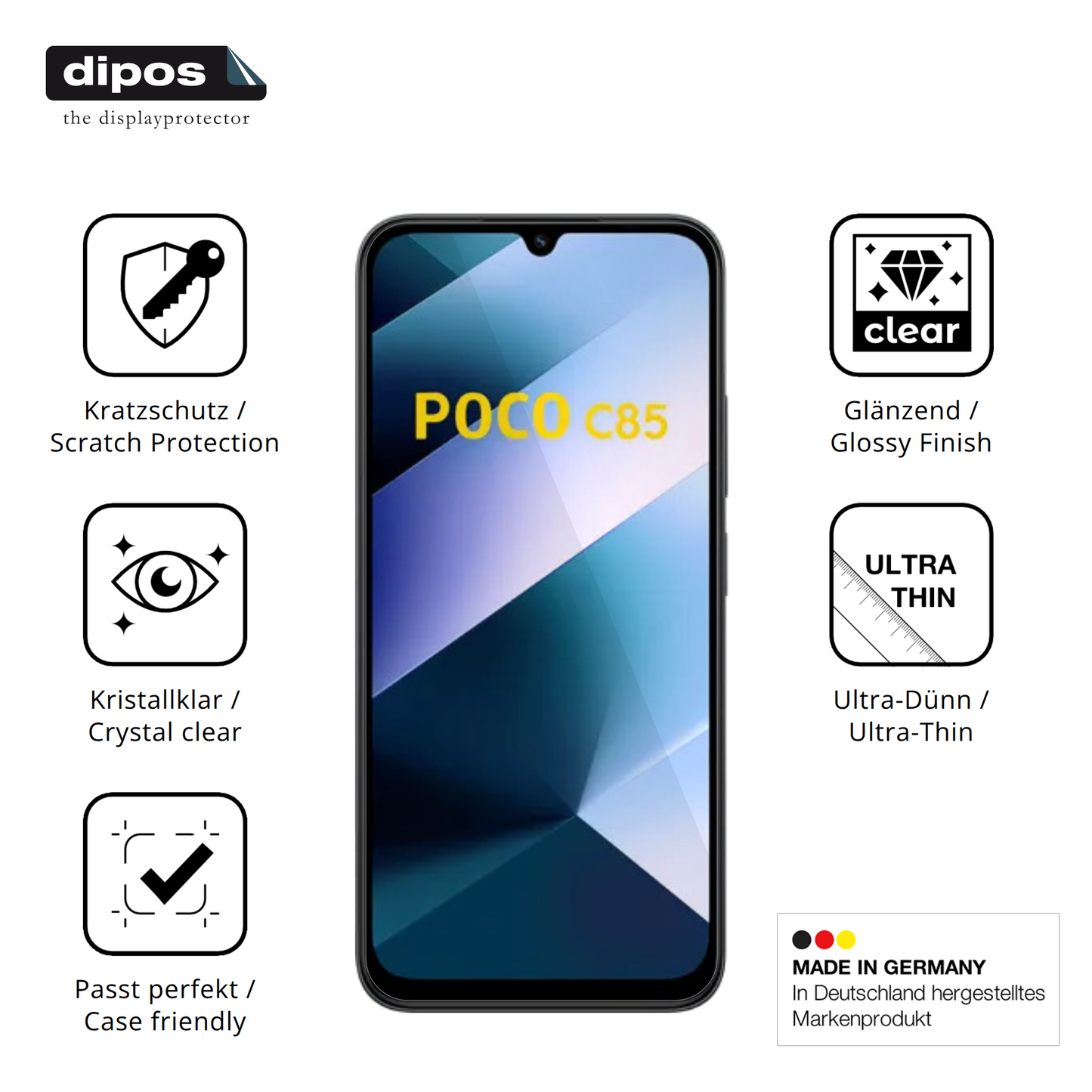 4x Schutzfolie klar für Poco C85 Display-Schutzfolie