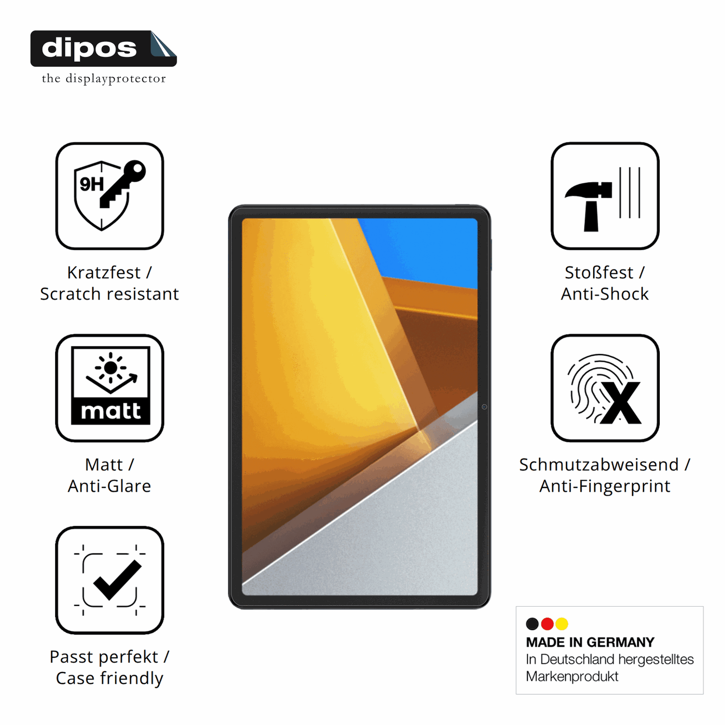 Displayschutz hergestellt in Deutschland, höchste Qualität made in Germany