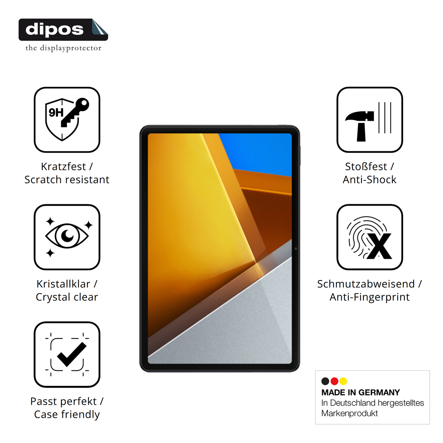 Displayschutz hergestellt in Deutschland, höchste Qualität made in Germany