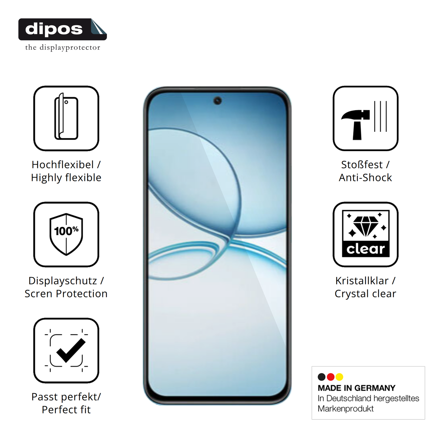 Displayschutz hergestellt in Deutschland, höchste Qualität made in Germany