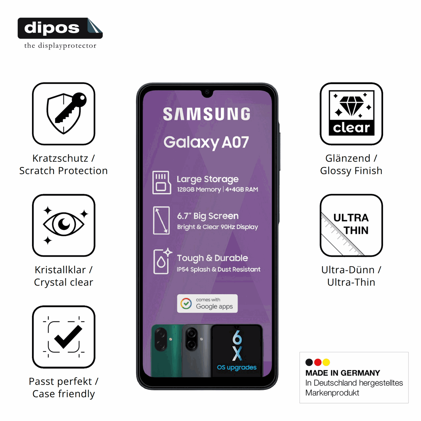 4x Screen Protector for Samsung Galaxy A07 Protection Crystal Clear dipos
