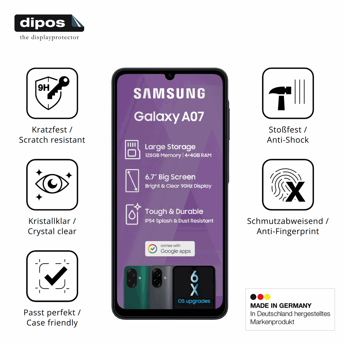 2x Screen Protector for Samsung Galaxy A07 Flexible Glass 9H dipos