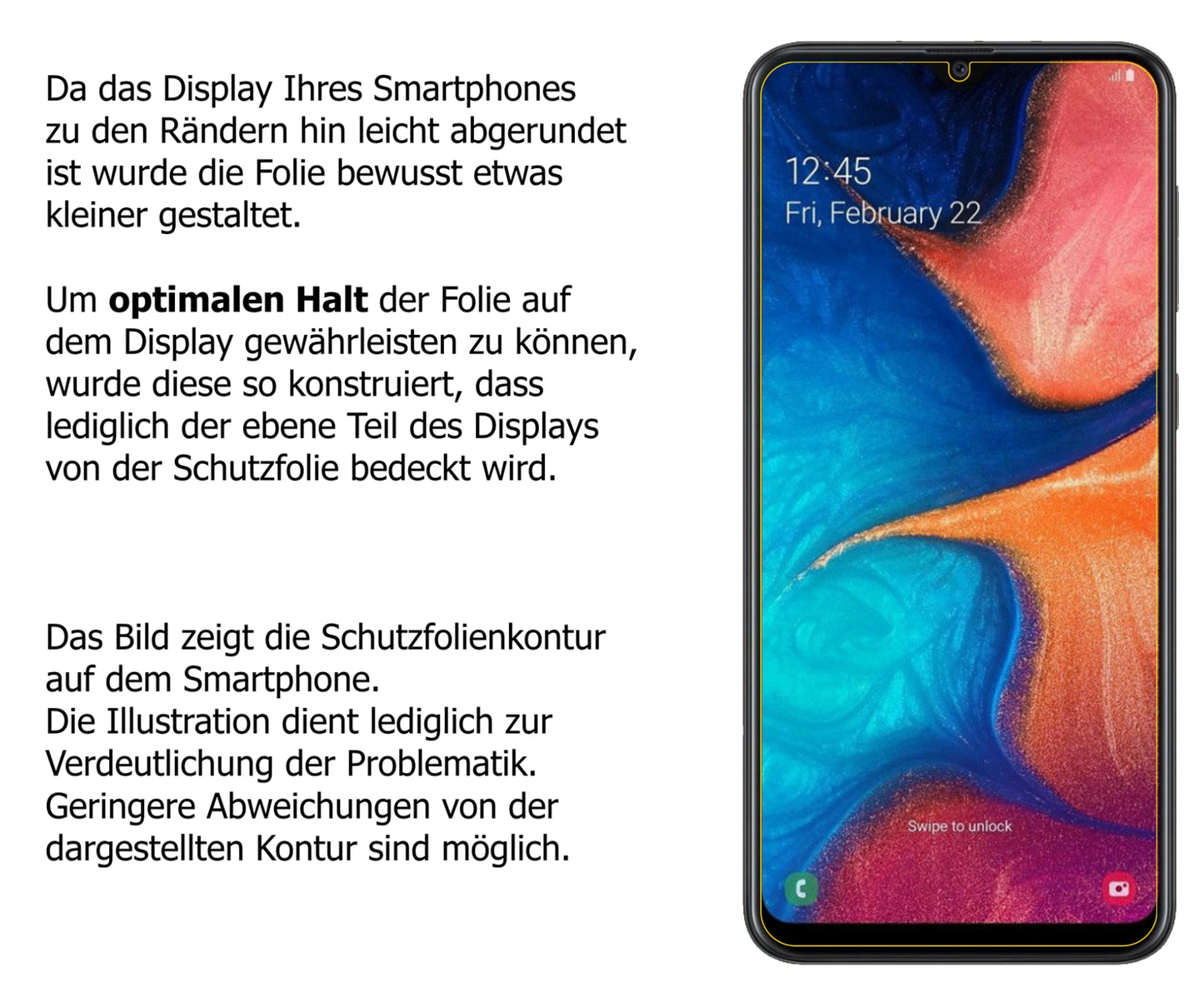 Blickschutzfolie für Samsung Galaxy A20 matt Schutzfolie Privacy