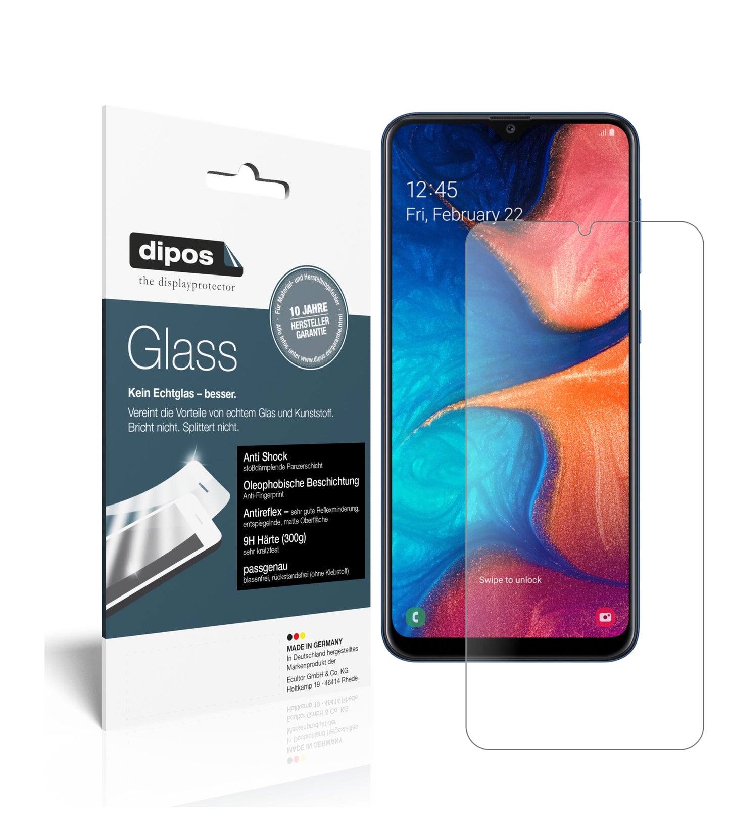 Mattes Panzerglas: Schutz vor Brüchen, Fingerabdrücken und Bildschirmblendung für Samsung-Galaxy A20e