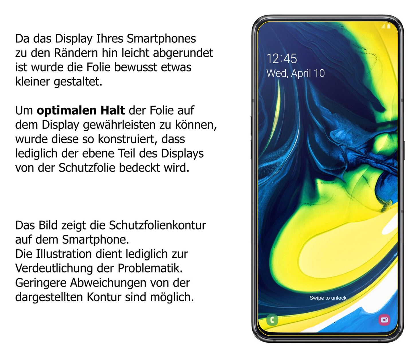 Dünne und klare Folie passend zugeschnitten für Samsung Galaxy A80