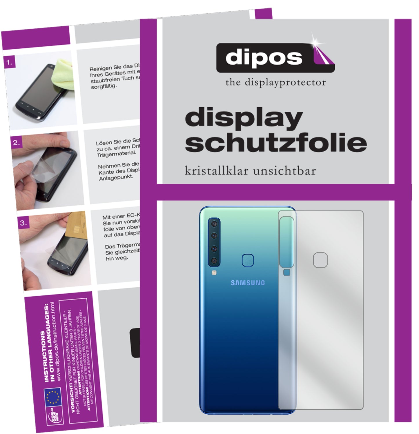 Kristallklare, dünne Schutzfolie: Kratzfest & passgenau für Samsung-Galaxy A9 (2018) Rückseite