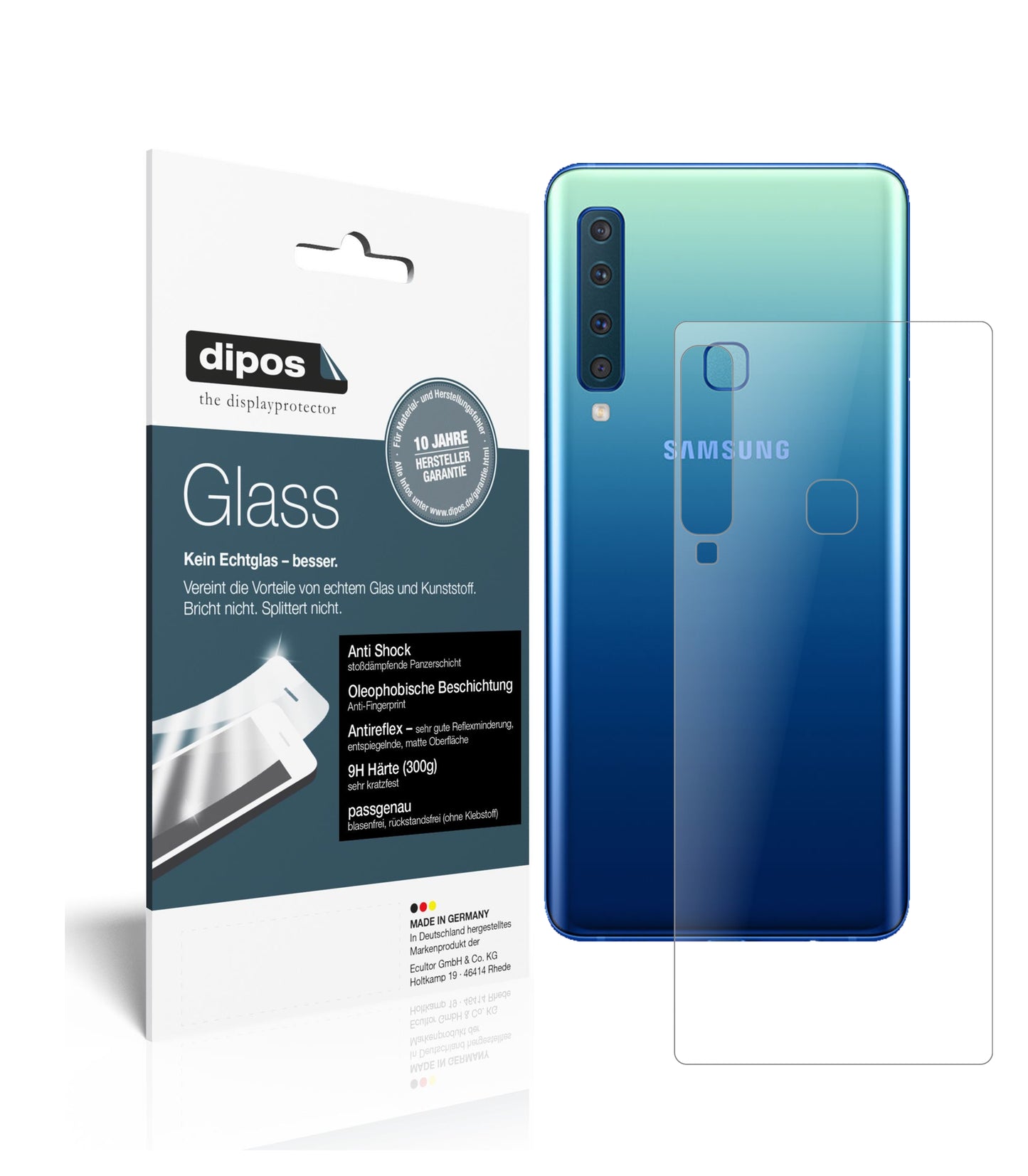 Mattes Panzerglas: Schutz vor Brüchen, Fingerabdrücken und Bildschirmblendung für Samsung-Galaxy A9 (2018) Rückseite