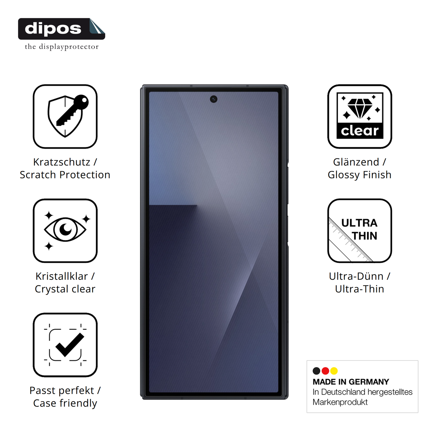 Displayschutz hergestellt in Deutschland, höchste Qualität made in Germany