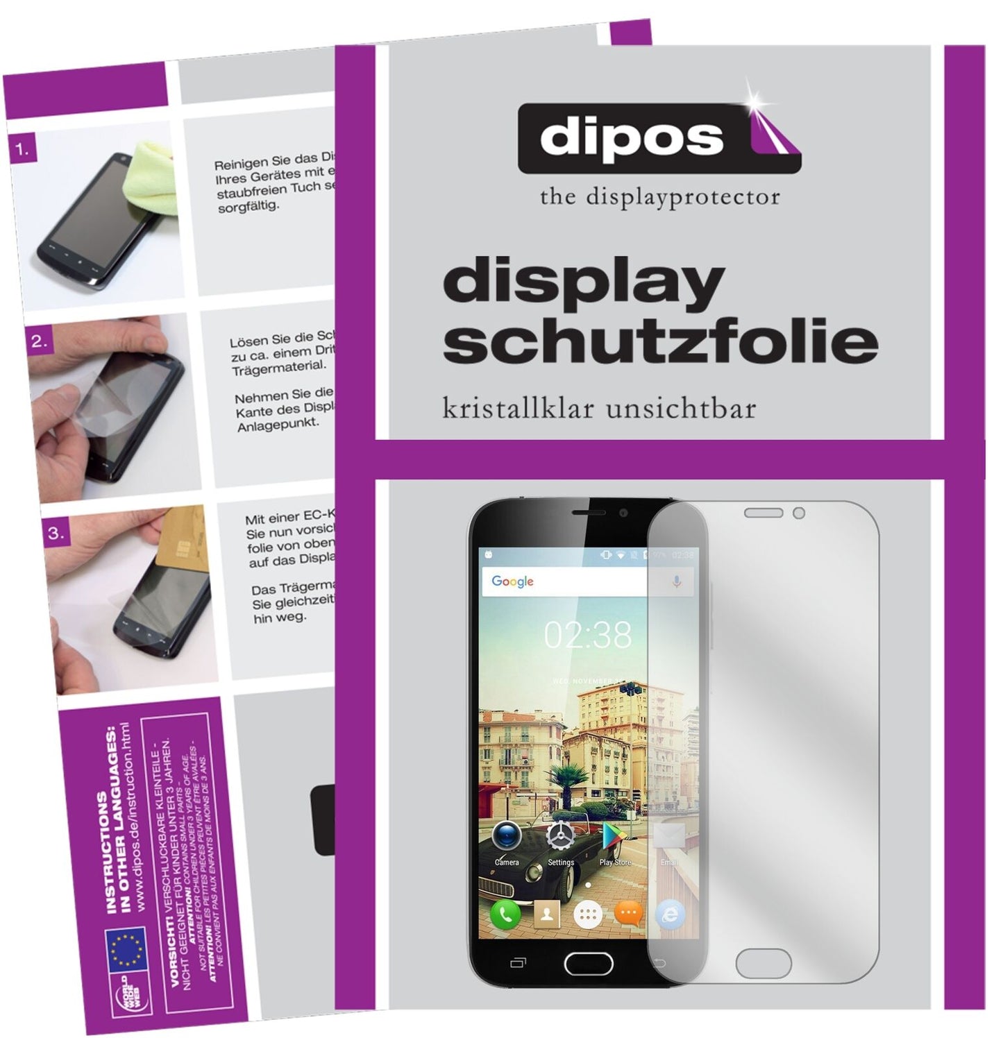 Klare Displayschutzfolie von dipos passend für Doogee X9 Pro, präziser Zuschnitt und blasenfrei montiert