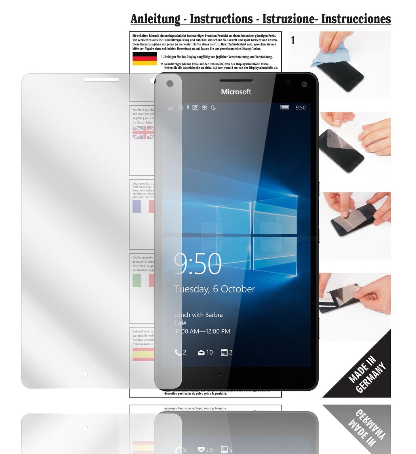 Klare Displayschutzfolie von dipos passend für Lumia 950XL Microsoft, präziser Zuschnitt und blasenfrei montiert