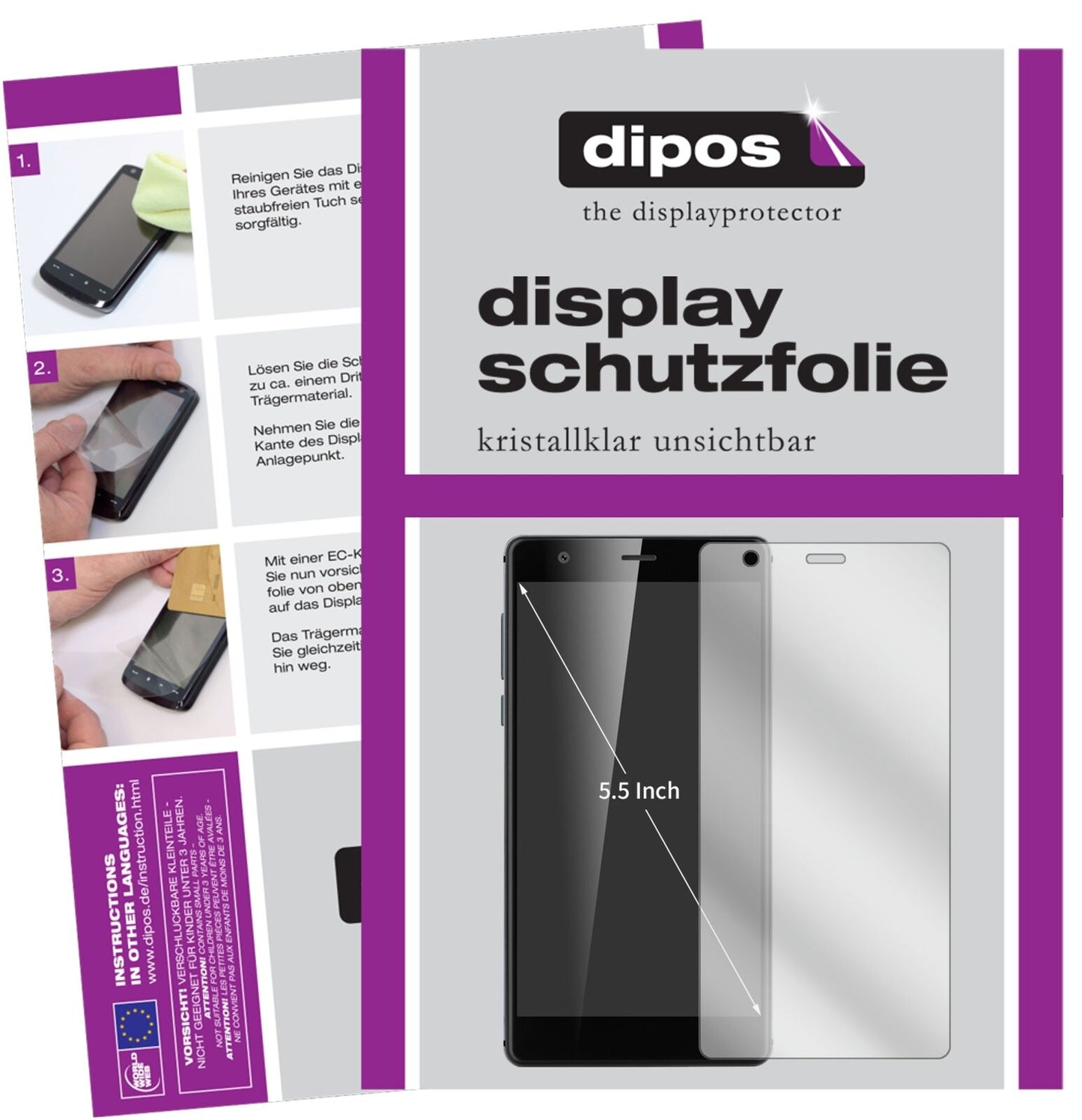 Klare Displayschutzfolie von dipos passend für Oukitel U13, präziser Zuschnitt und blasenfrei montiert