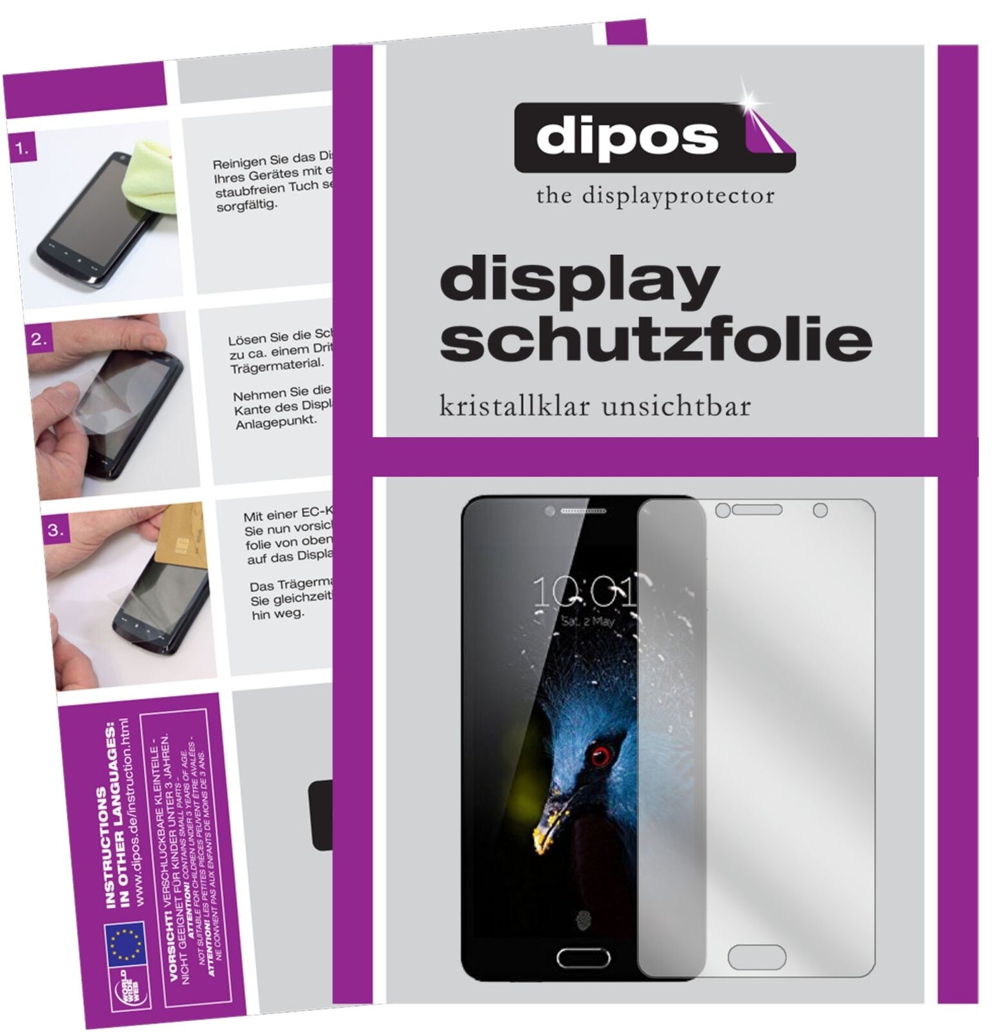 Klare Displayschutzfolie von dipos passend für TCL Flash Plus 2, präziser Zuschnitt und blasenfrei montiert