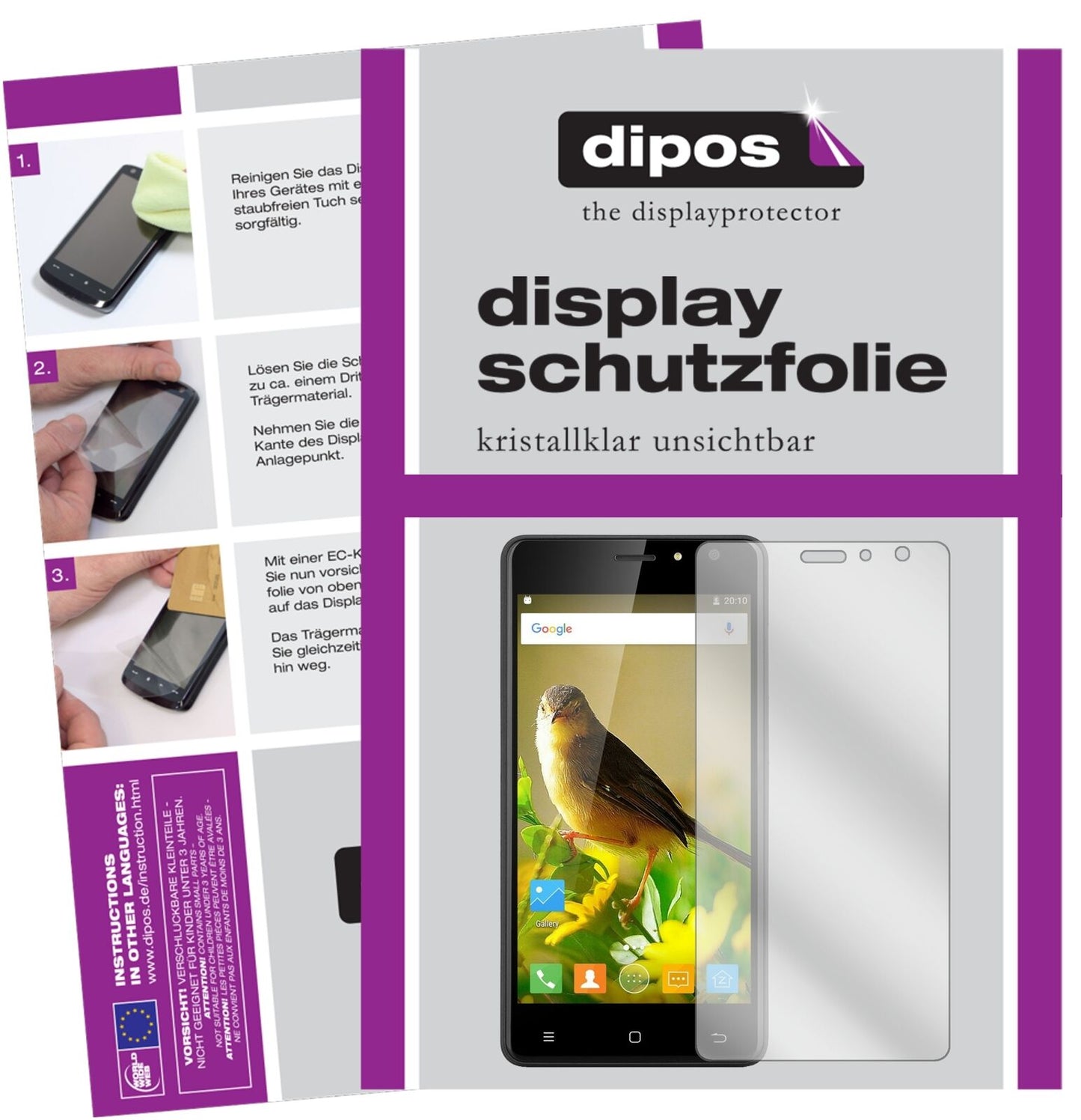 Klare Displayschutzfolie von dipos passend für ZOPO C2, präziser Zuschnitt und blasenfrei montiert