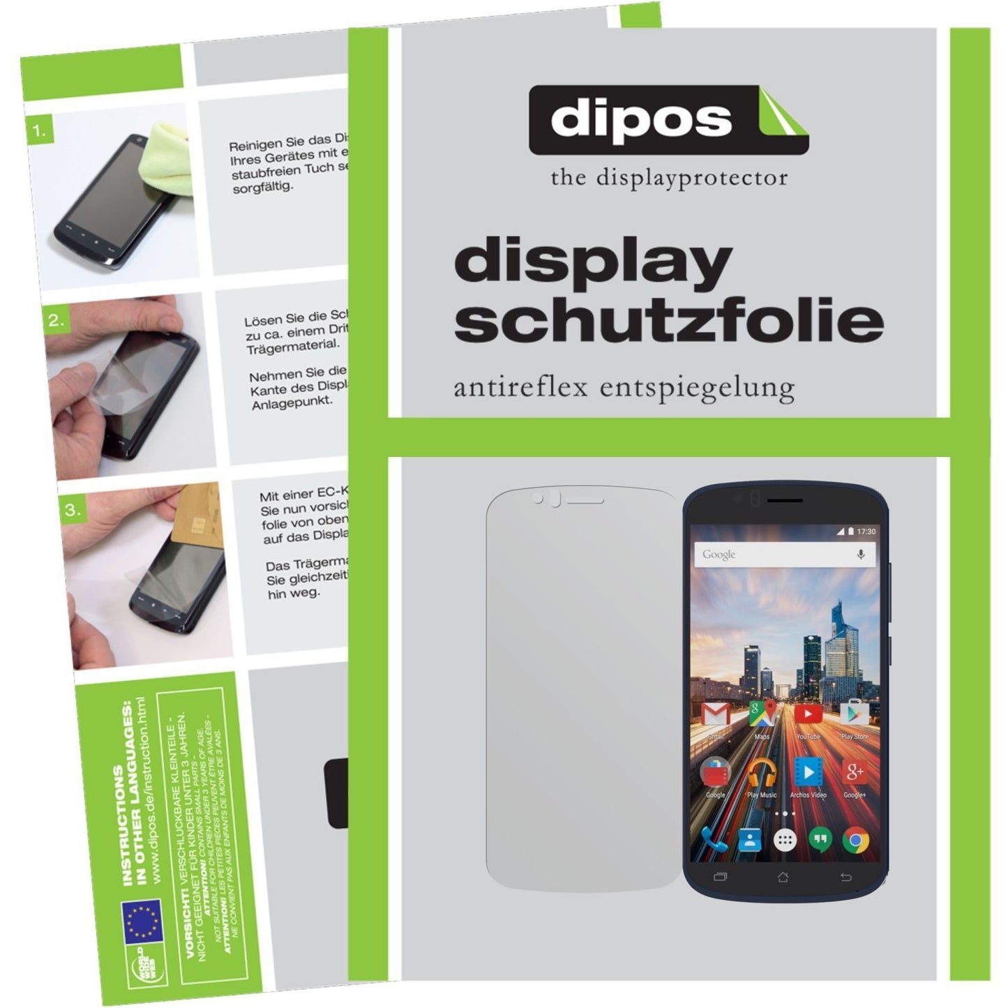 Matte Displayschutzfolie von dipos passend für 50e Helium Archos, präziser Zuschnitt und blasenfrei montiert
