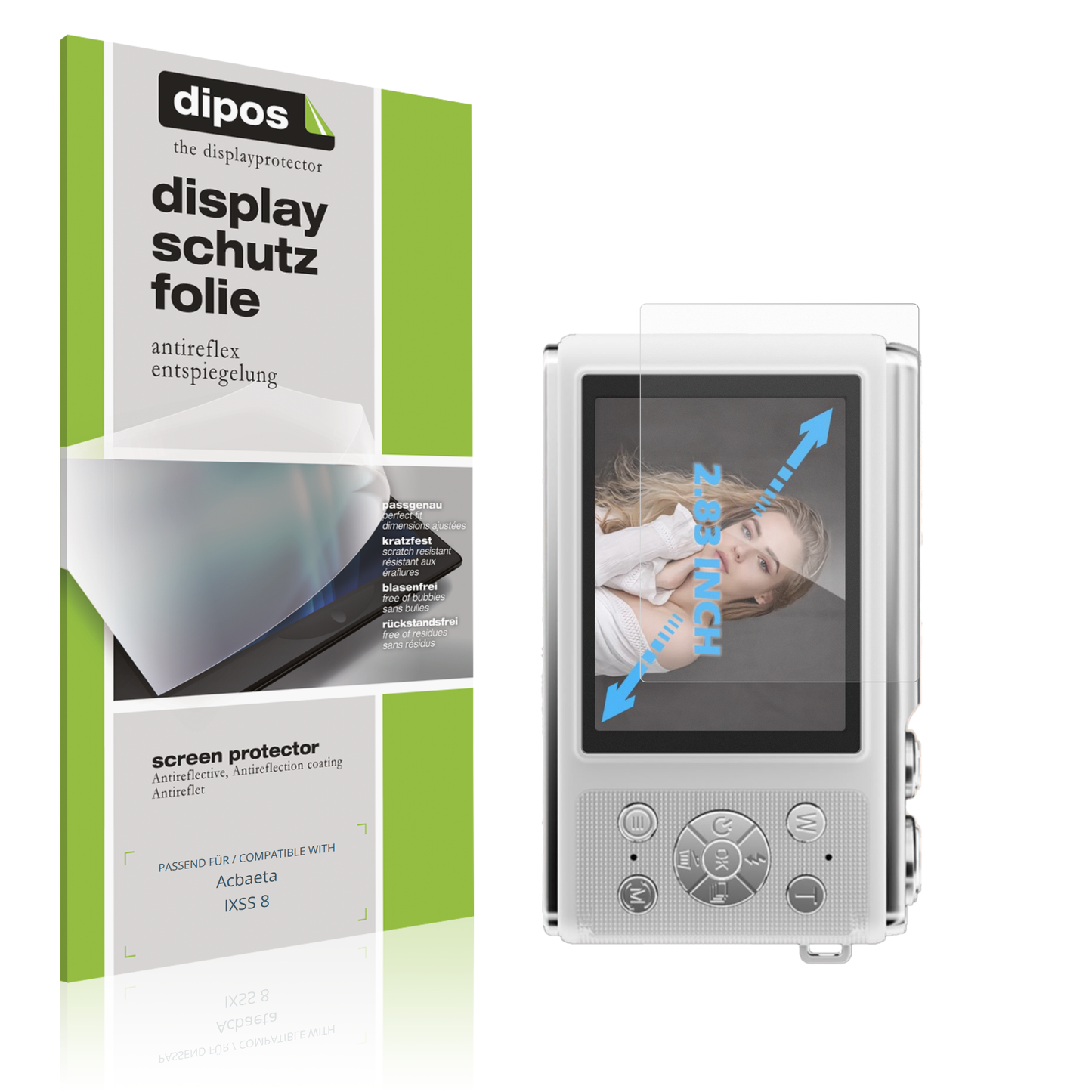 Matte Displayschutzfolie von dipos passend für Acbaeta IXSS 8, präziser Zuschnitt und blasenfrei montiert