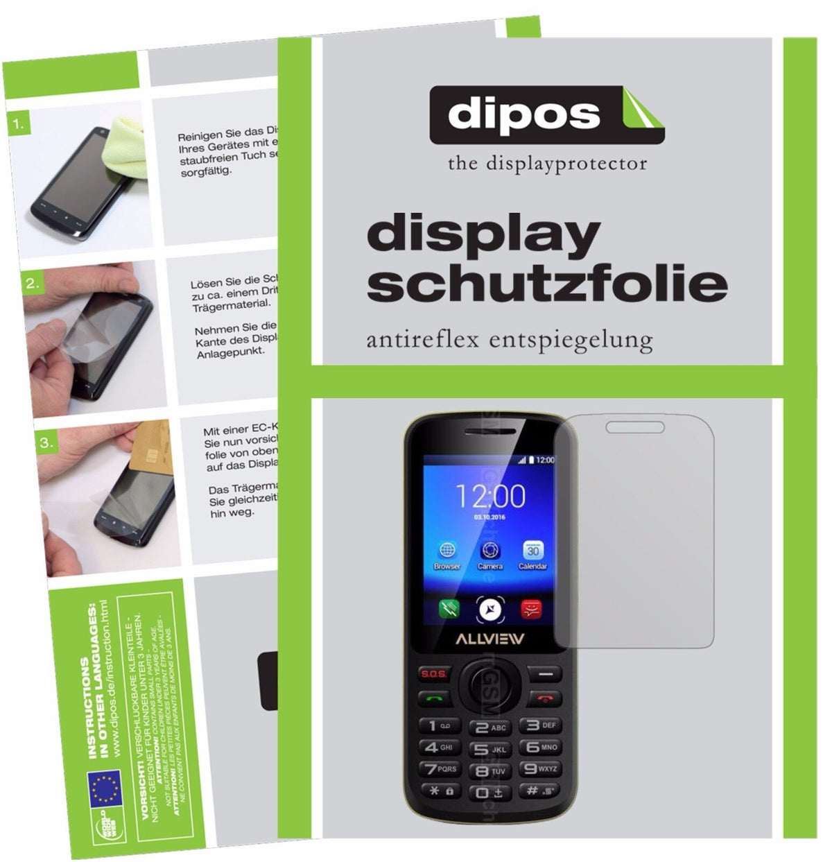 Matte Displayschutzfolie von dipos passend für Allview M9 Connect, präziser Zuschnitt und blasenfrei montiert