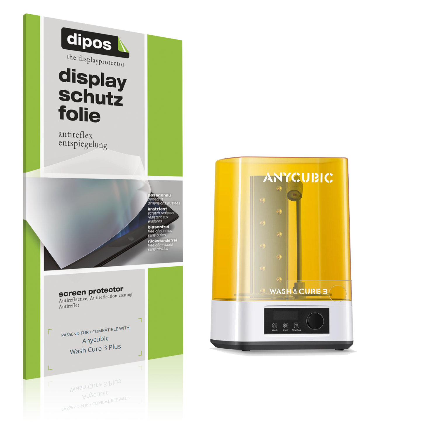 Matte Displayschutzfolie von dipos passend für Anycubic Wash Cure 3 Plus, präziser Zuschnitt und blasenfrei montiert