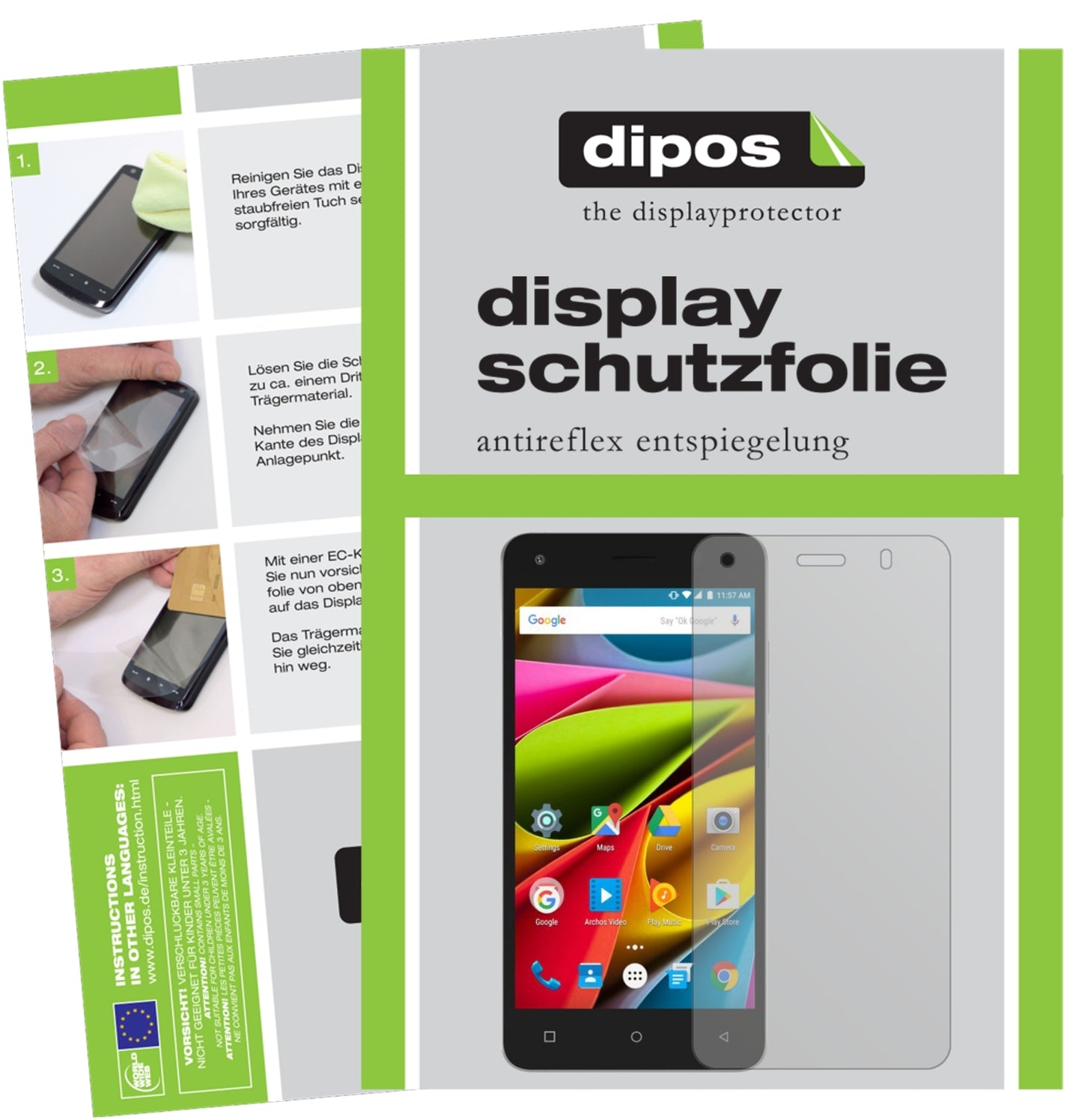 Matte Displayschutzfolie von dipos passend für Archos 50b Cobalt Lite, präziser Zuschnitt und blasenfrei montiert