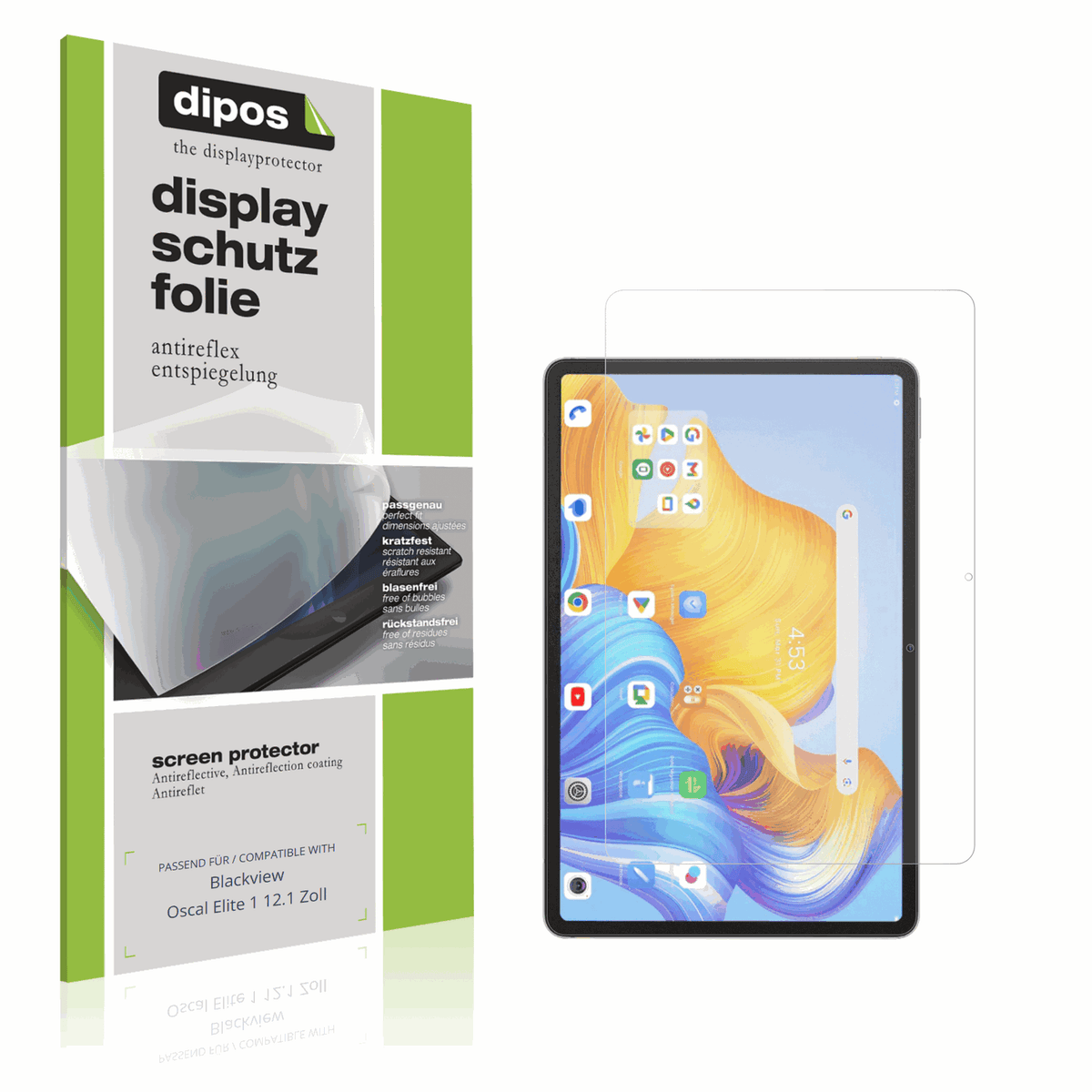 Matte Displayschutzfolie von dipos passend f�r Blackview Oscal Elite 1 12.1 Zoll, pr�ziser Zuschnitt und blasenfrei montiert