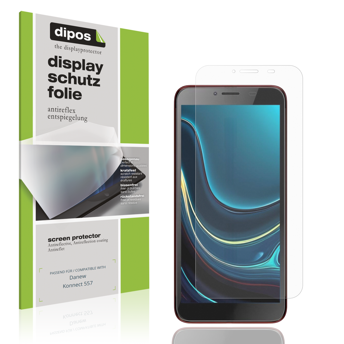 Matte Displayschutzfolie von dipos passend für Danew Konnect 557, präziser Zuschnitt und blasenfrei montiert