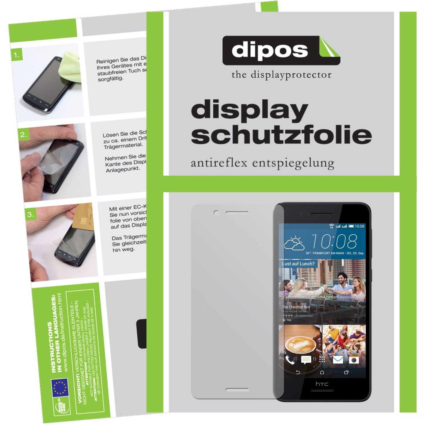Matte Displayschutzfolie von dipos passend für Desire 728G HTC, präziser Zuschnitt und blasenfrei montiert