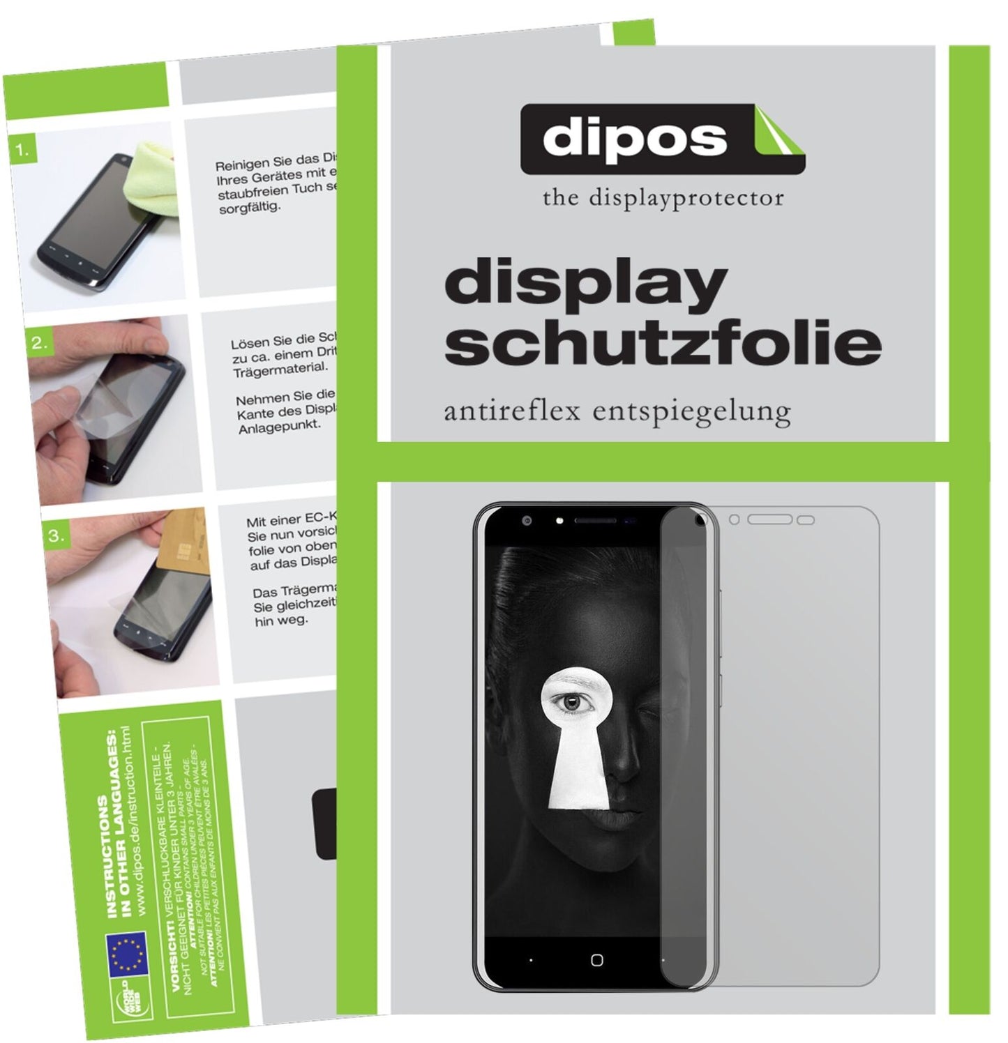 Matte Displayschutzfolie von dipos passend für Doogee Y6, präziser Zuschnitt und blasenfrei montiert