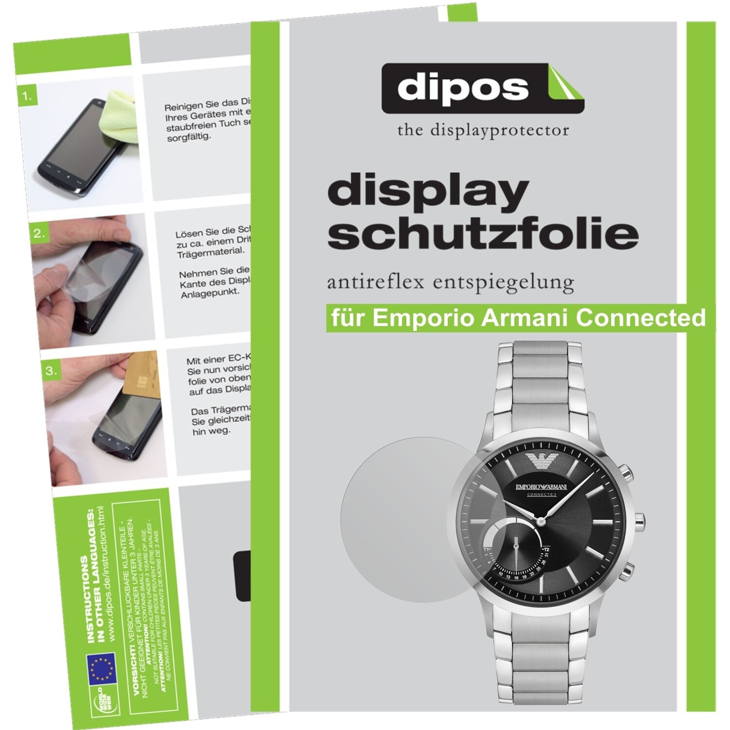Matte Displayschutzfolie von dipos passend für Emporio Armani Connected, präziser Zuschnitt und blasenfrei montiert