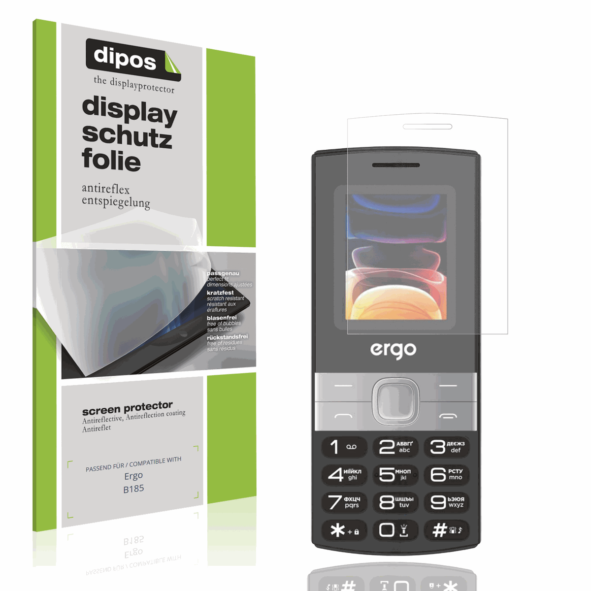 Matte Displayschutzfolie von dipos passend für Ergo B185, präziser Zuschnitt und blasenfrei montiert