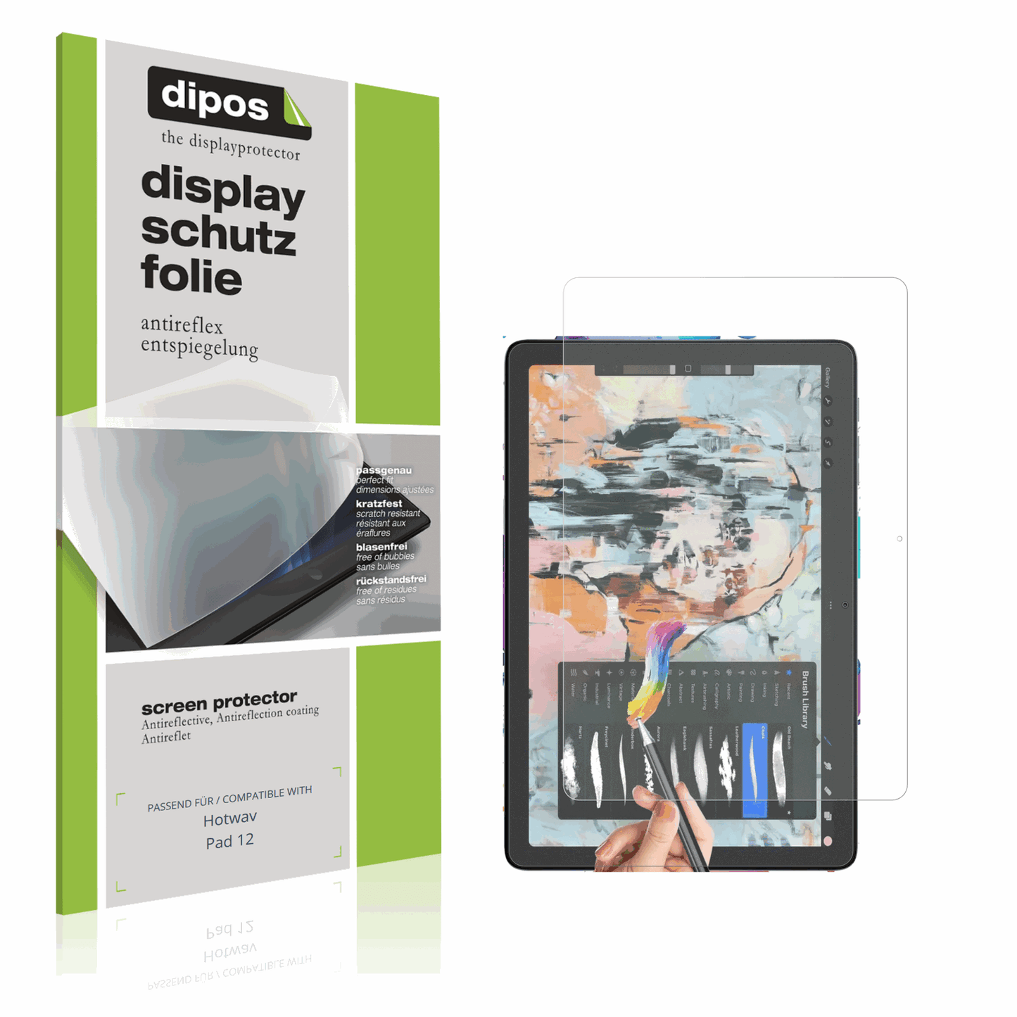 Matte Displayschutzfolie von dipos passend für Hotwav Pad 12, präziser Zuschnitt und blasenfrei montiert