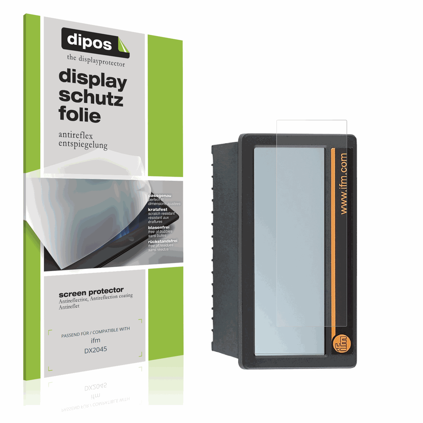 Matte Displayschutzfolie von dipos passend für ifm DX2045, präziser Zuschnitt und blasenfrei montiert