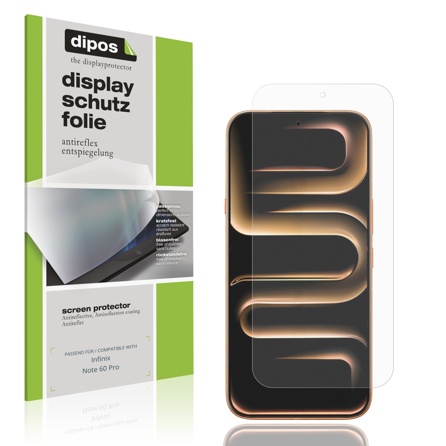 Matte Displayschutzfolie von dipos passend für Infinix Note 60 Pro, präziser Zuschnitt und blasenfrei montiert