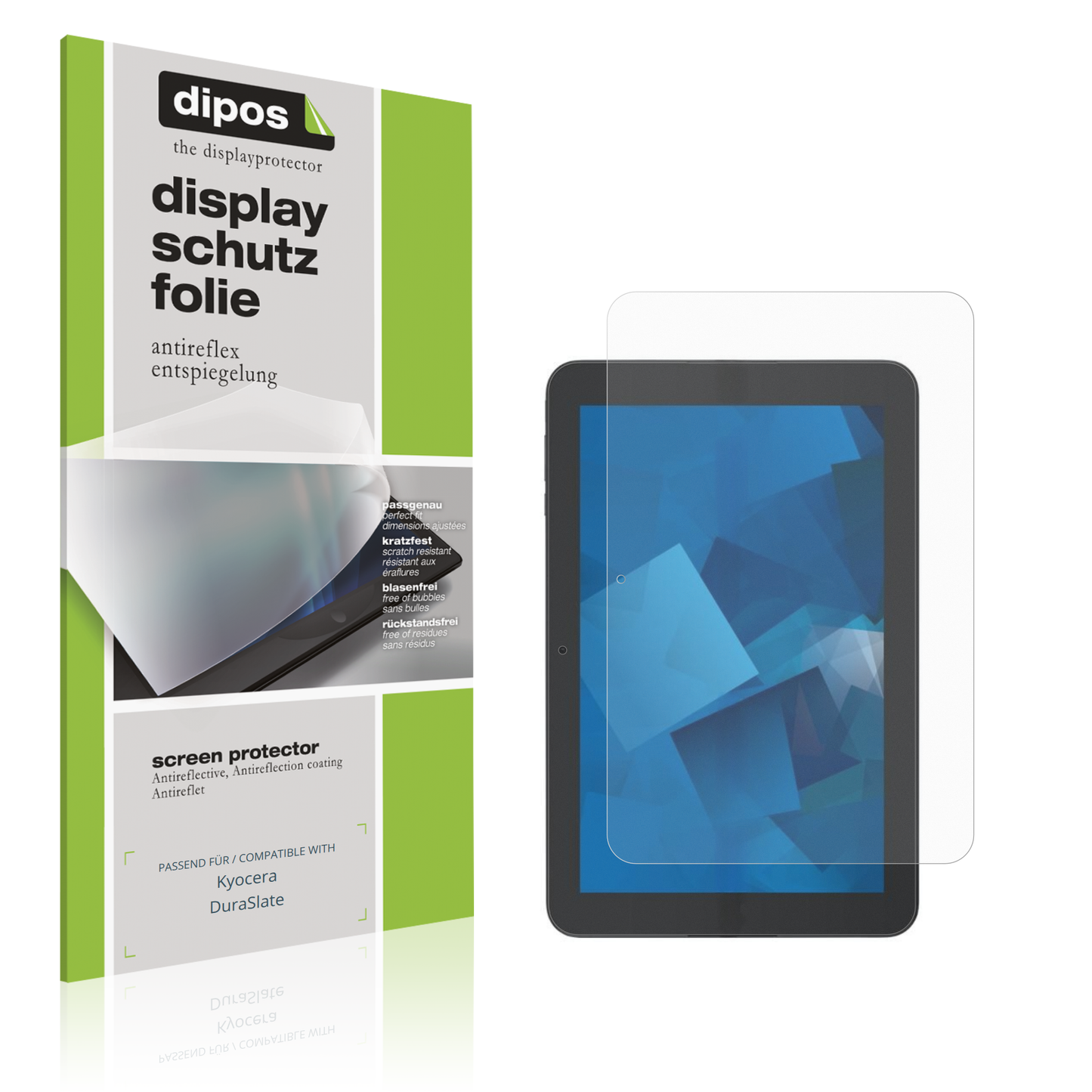 Matte Displayschutzfolie von dipos passend für Kyocera DuraSlate, präziser Zuschnitt und blasenfrei montiert