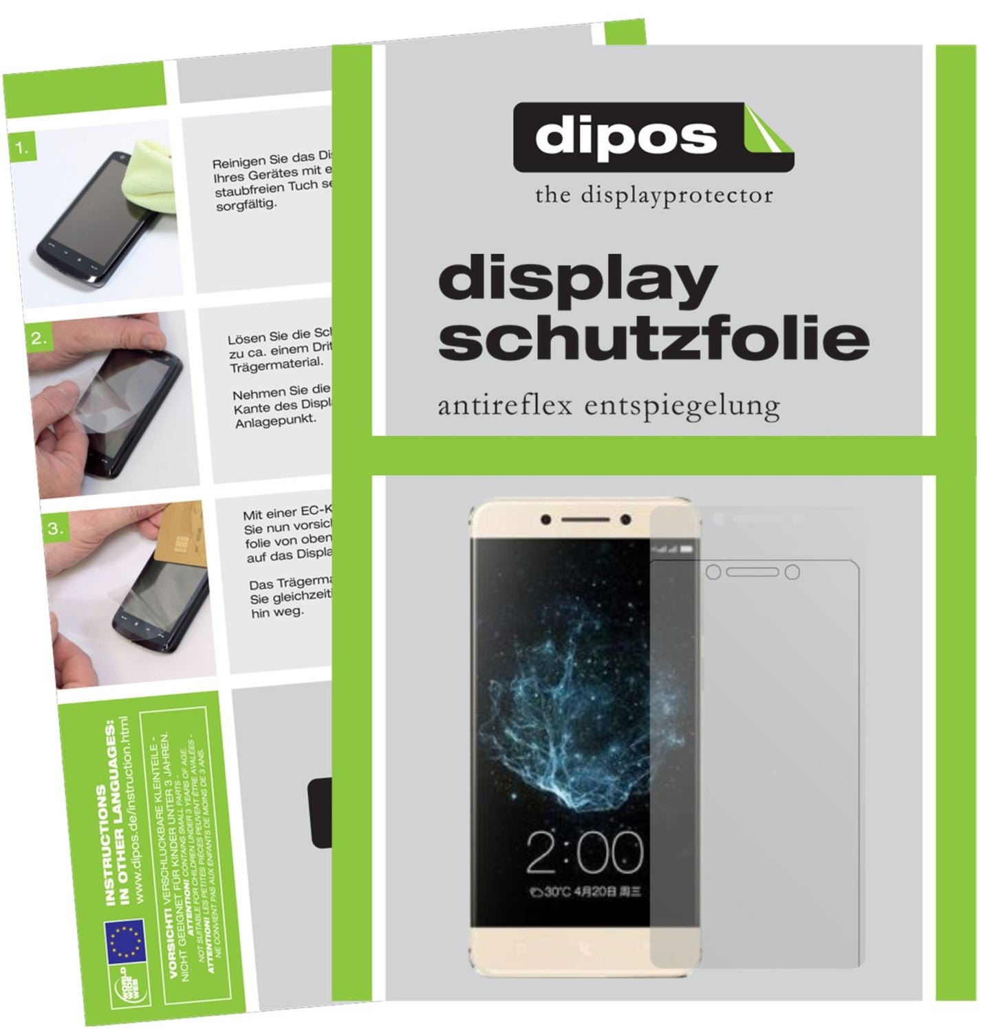 Matte Displayschutzfolie von dipos passend für LeEco Le Pro 3 Elite, präziser Zuschnitt und blasenfrei montiert