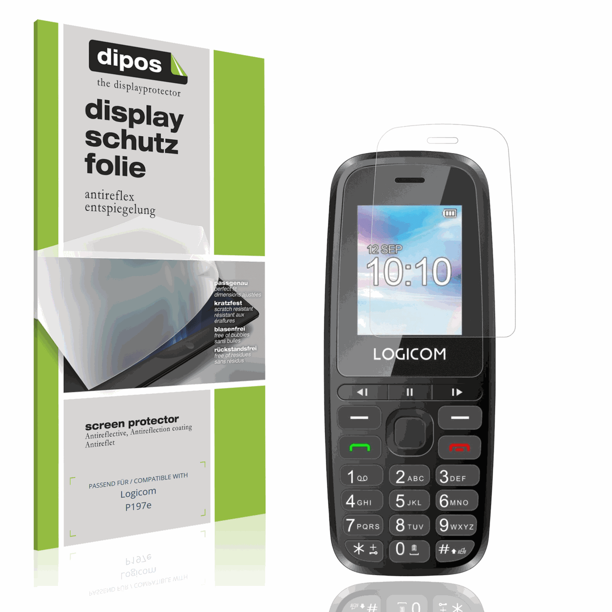 Matte Displayschutzfolie von dipos passend für Logicom P197e, präziser Zuschnitt und blasenfrei montiert