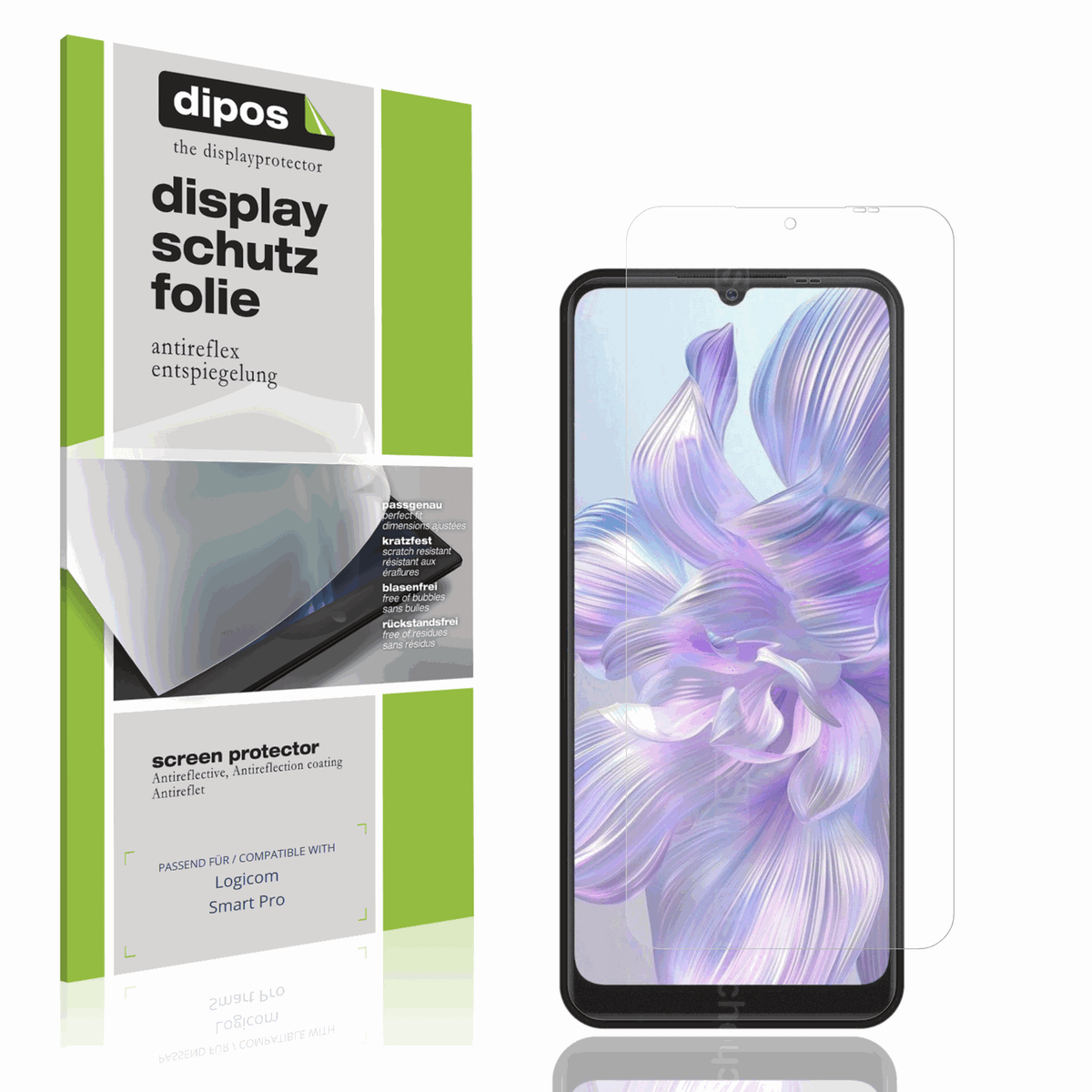 Matte Displayschutzfolie von dipos passend für Logicom Smart Pro, präziser Zuschnitt und blasenfrei montiert