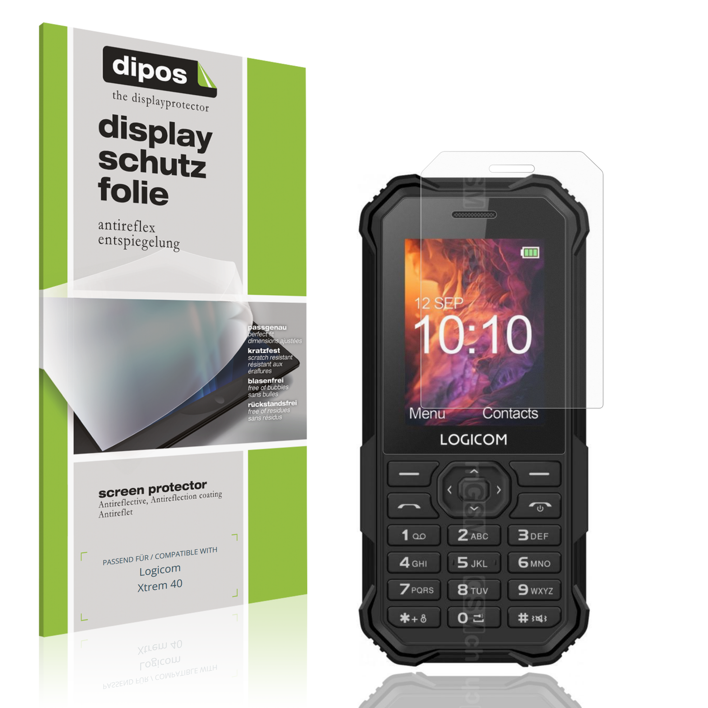 Matte Displayschutzfolie von dipos passend für Logicom Xtrem 40, präziser Zuschnitt und blasenfrei montiert